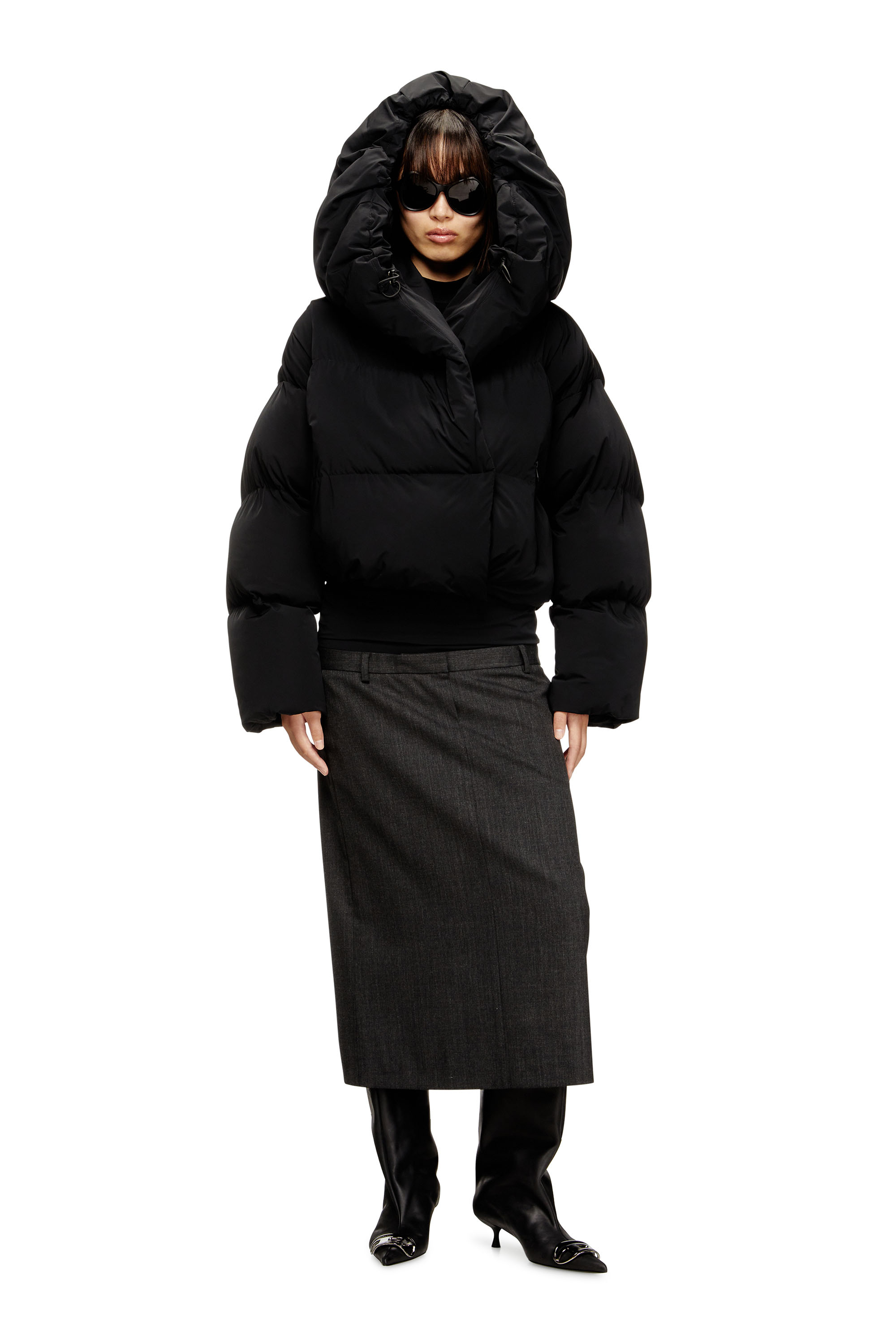 W-ILEY-T1, Schwarz Diesel - W-ILEY-T1, Damen Wickel-Daunen-Jacke aus Bi-Stretch-Nylon in Schwarz - 1