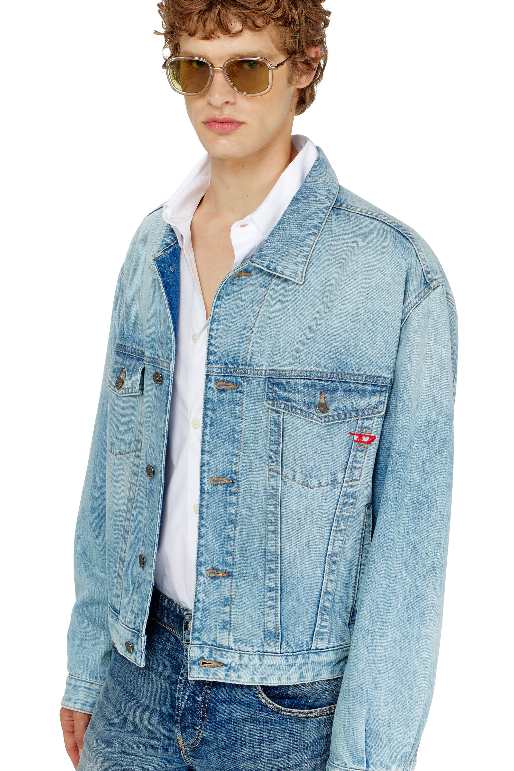 Diesel - D-RANGER, Unisex Trucker-Jacke aus denim in Hellblau - 5