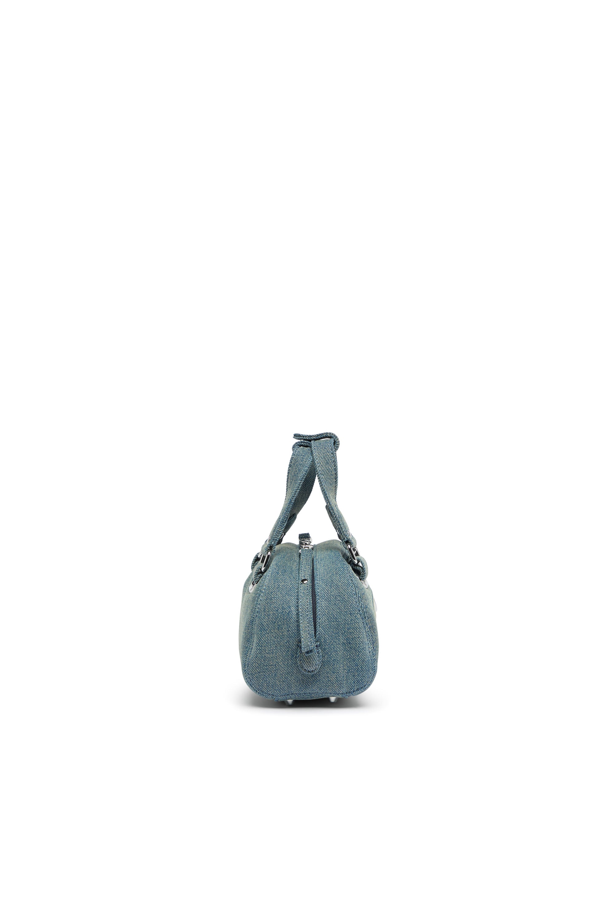 Diesel - 1DR DOME SOFT CROSSBODY, Unisex 1DR Dome-Kleine-Bowlingtasche aus Denim mit Oval D Logo in Hellblau - 4