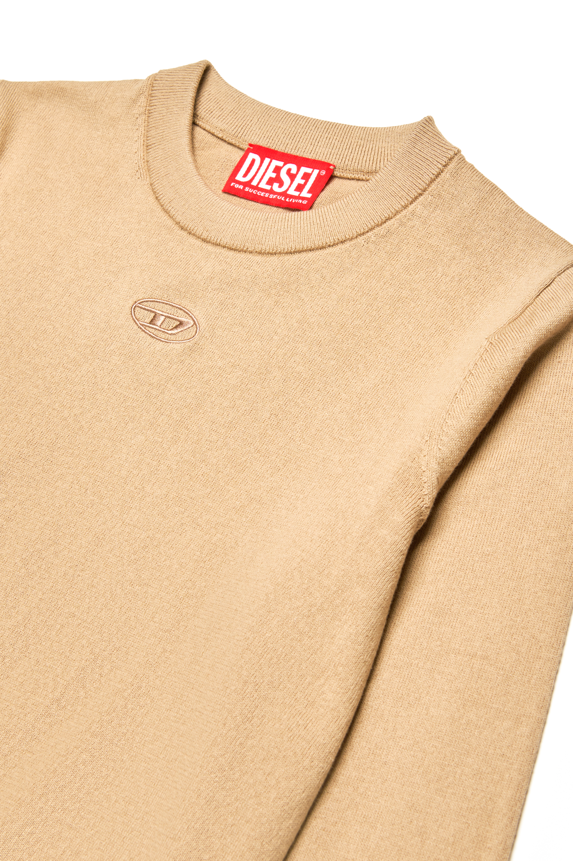 Diesel - KVIERI, Man's Cotton jumper with Oval D embroidery in Light Brown - 3