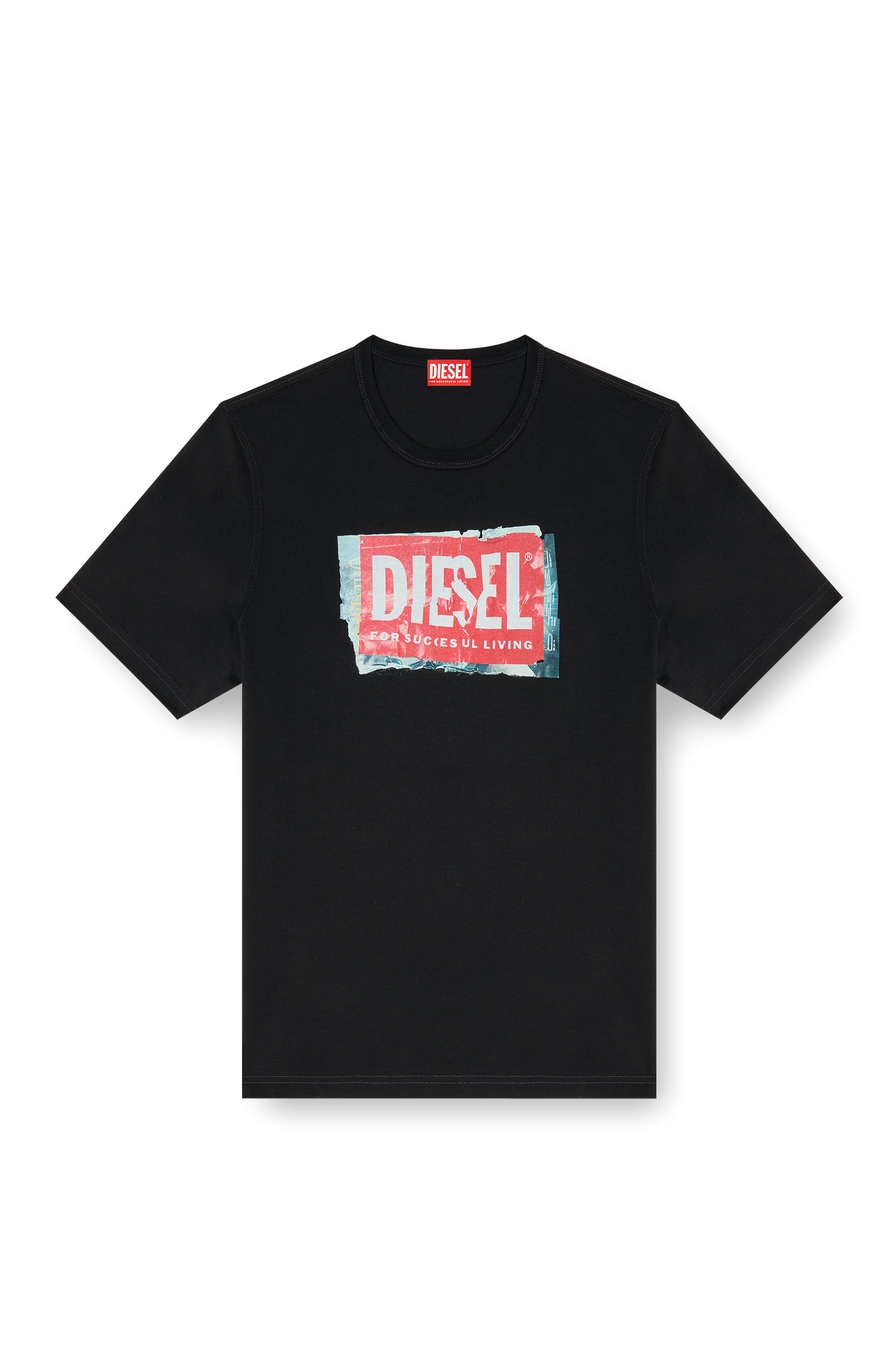 Diesel - T-ADJUST-Q6, Herren T-Shirt mit Logo in Knitter-Optik in Schwarz - 3