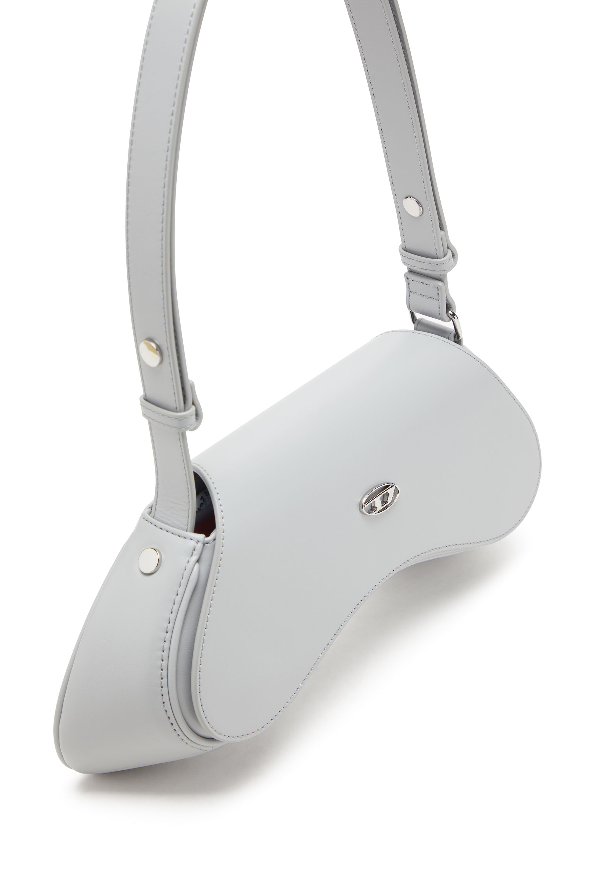 Diesel - PLAY CROSSBODY, Damen Play-Crossbody-Tasche aus semiglänzendem Leder in Grau - 5