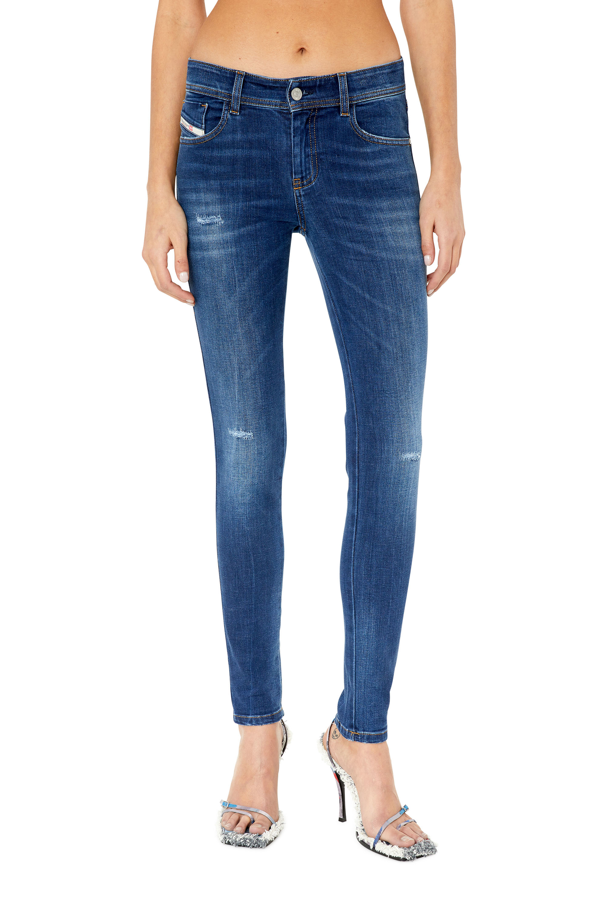 Diesel - 2017 Slandy E09CX Super skinny Jeans, Dunkelblau - Image 1