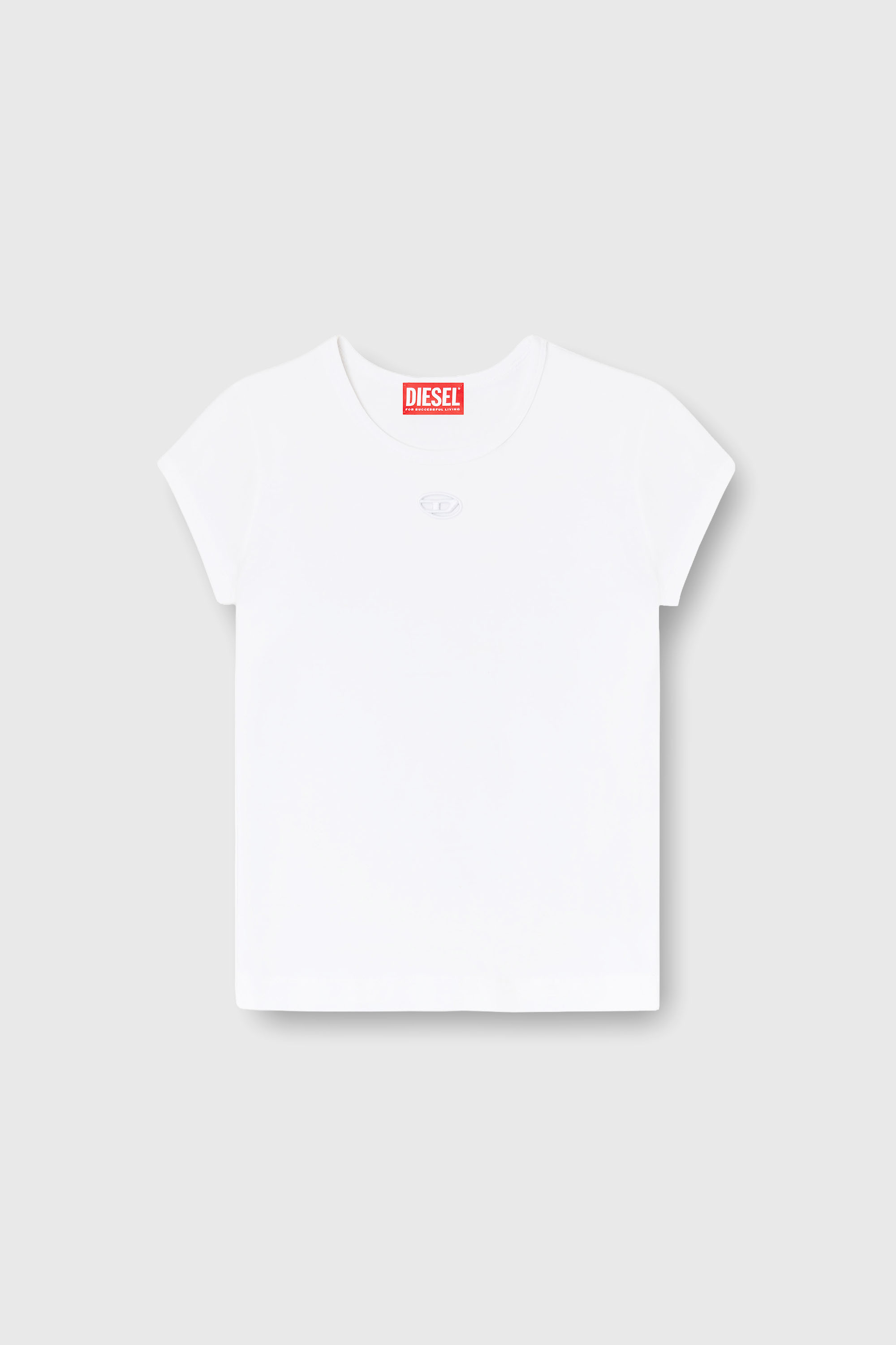 Diesel - T-ANGIE-OD, Damen T-Shirt mit ausgeschnittenem, besticktem Logo in Wei&szlig; - 2