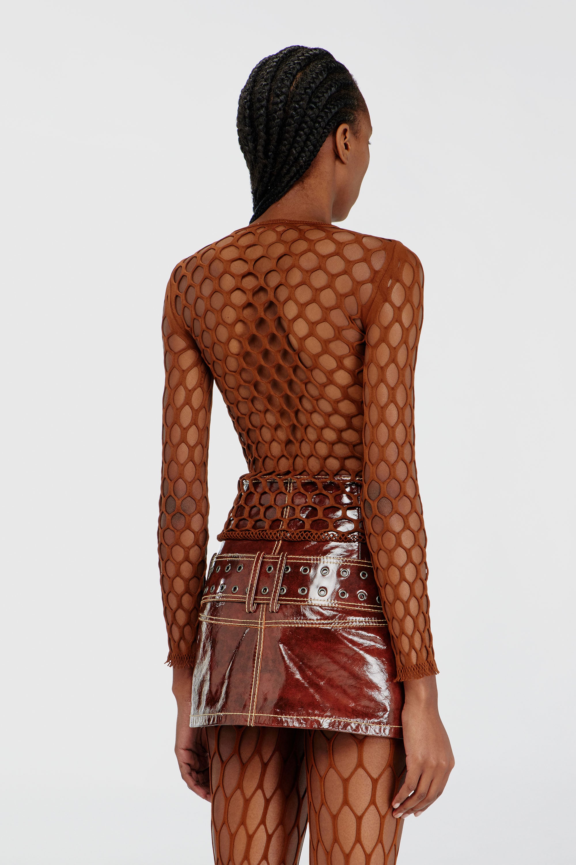 Diesel - M-ZANDA, Damen Elastisches Mesh-Stricktop in Braun - 4