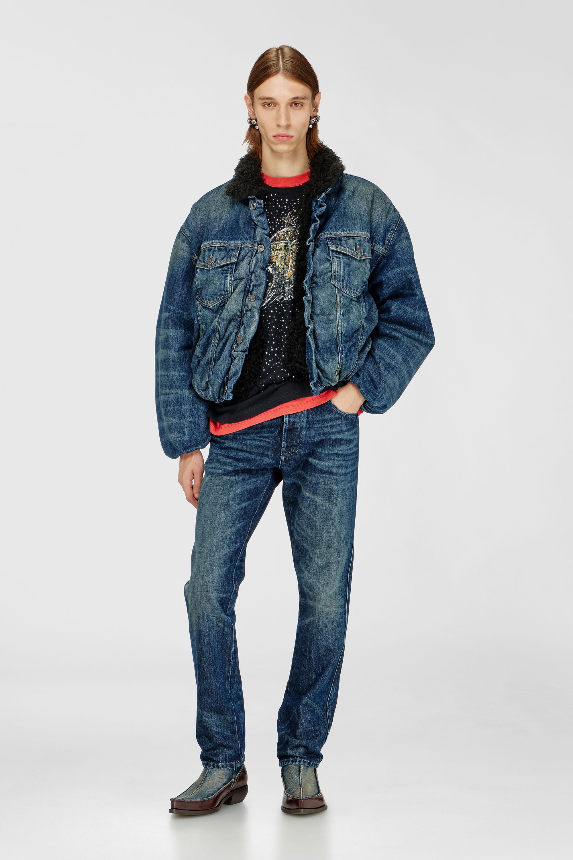 Diesel - D-FRIDO-30-TR, Herren D-Frido-Westliche Stiefeletten aus Leder und Denim in Blau - 3