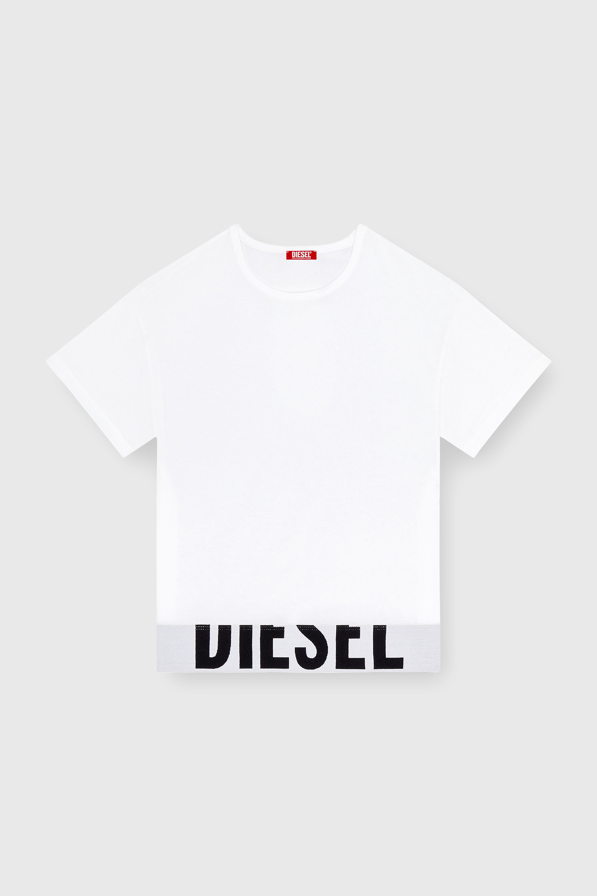 Diesel - UFTEE-SPORT-CROPPED-T-SHIRT, Damen Sportliches verk&uuml;rztes Top mit Logo-Band in Wei&szlig; - 2