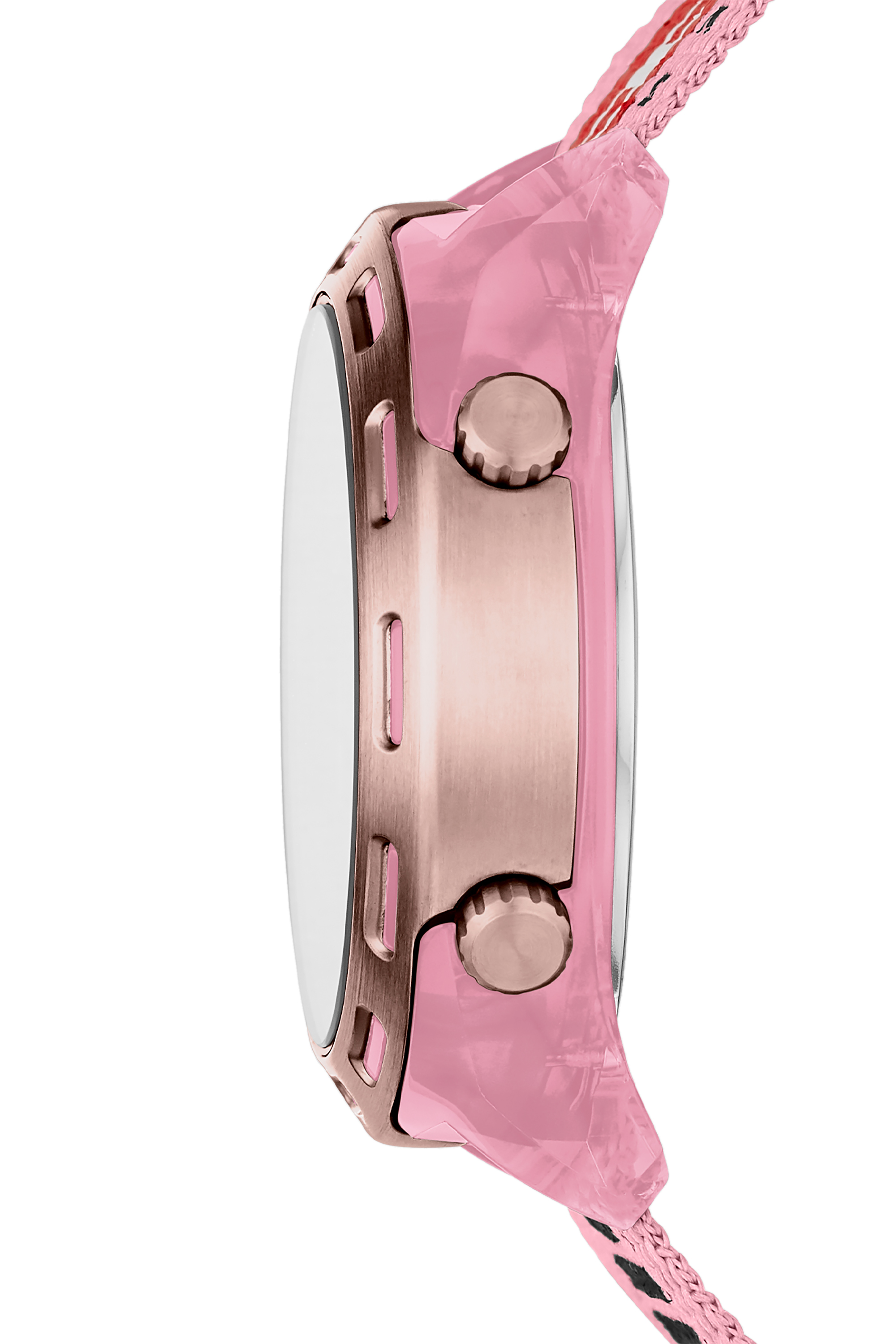 Diesel - DZ1941, Unisex Crusher-Armbanduhr mit Digitalanzeige und rosafarbenem Nylonarmband in Rosa - 2