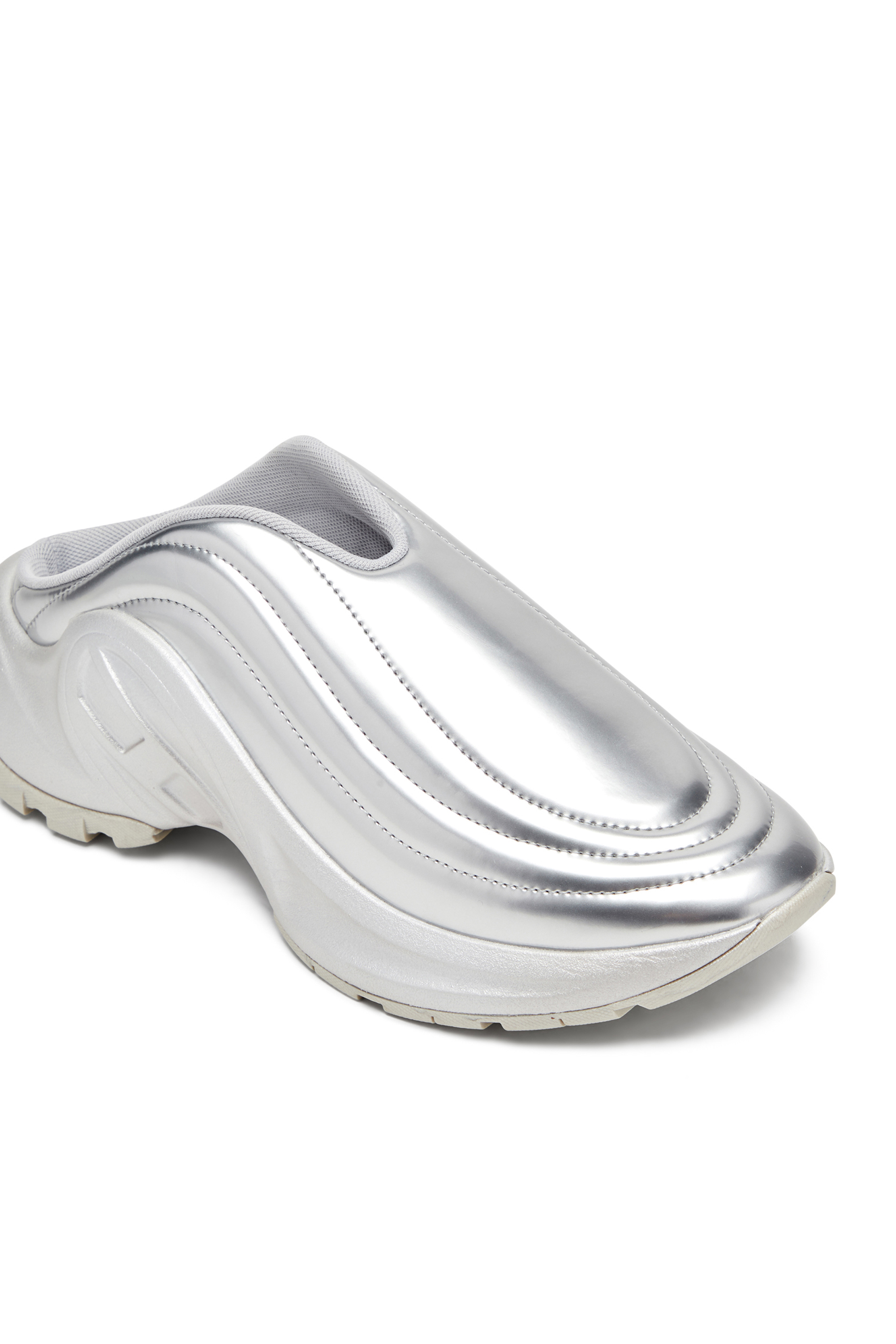 Diesel - S-D-RUNNER MULE X, Unisex S-D-Runner-Pantoletten in Metallic-Optik in Silber - 6