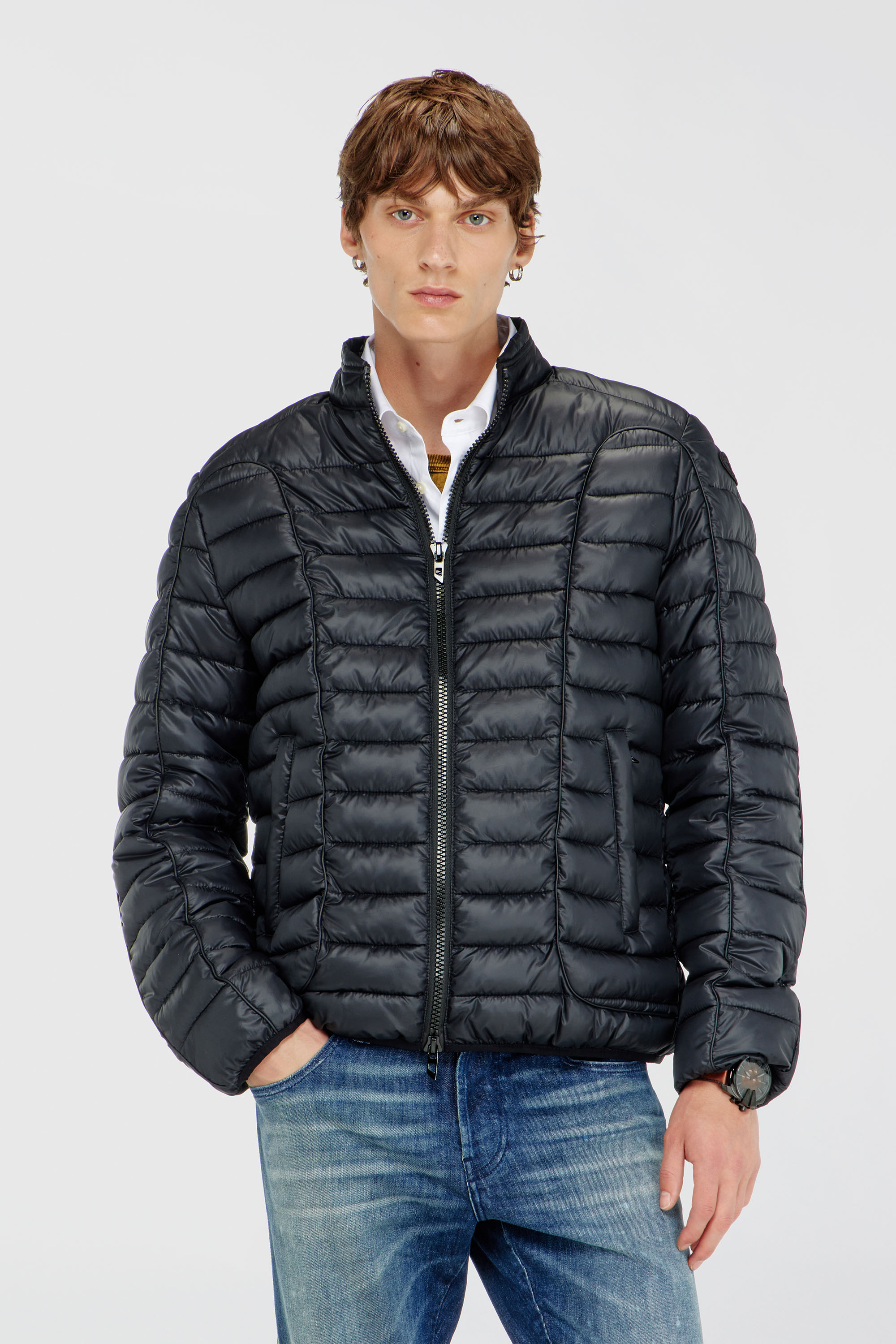Diesel - W-PILOT-WRD, Herren Biker-inspirierte Steppjacke mit tonalen Paspeln in Schwarz - 3