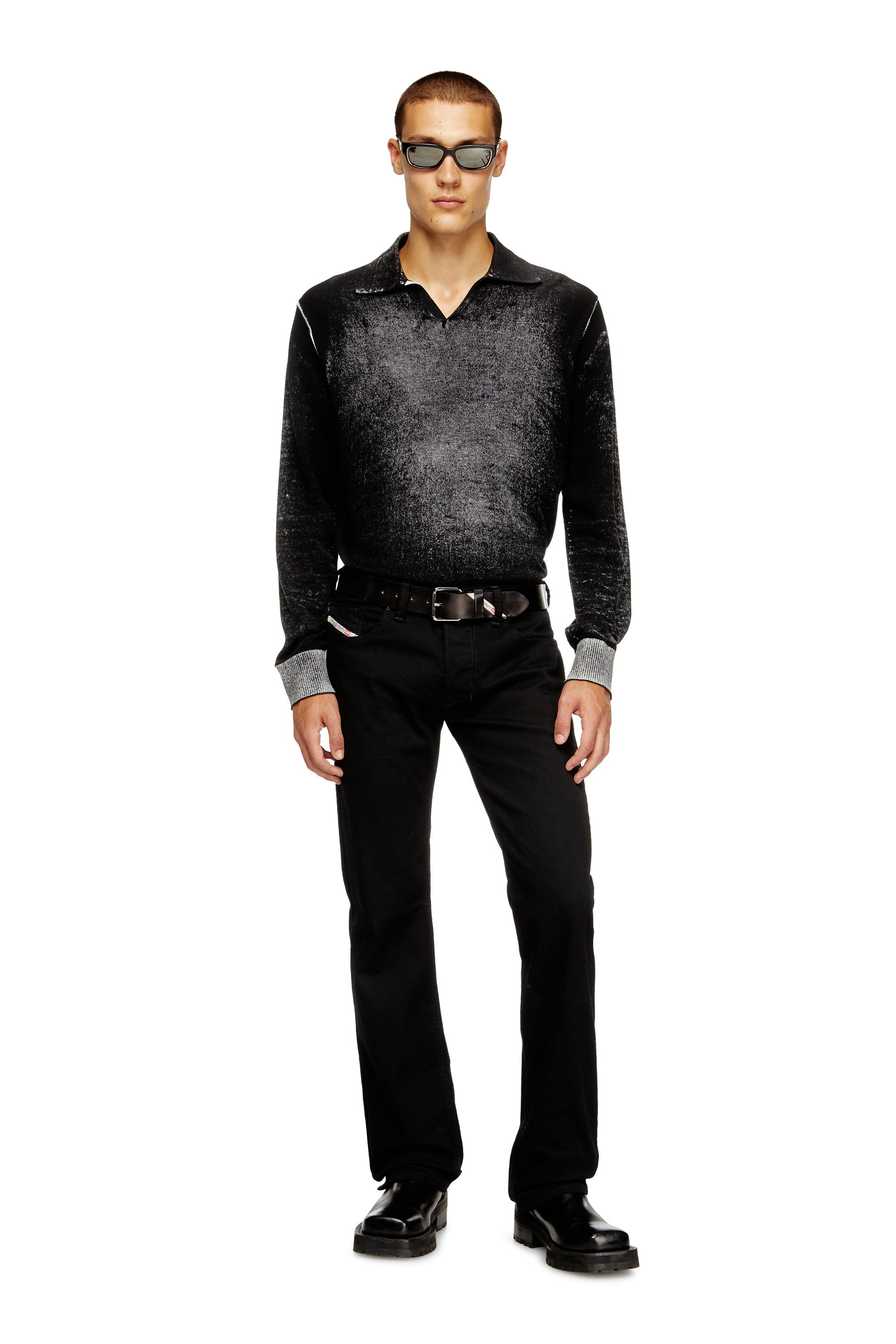 Diesel - K-LORENZO, Herren Polo-Pullover mit Reverse-Print in Schwarz - 2