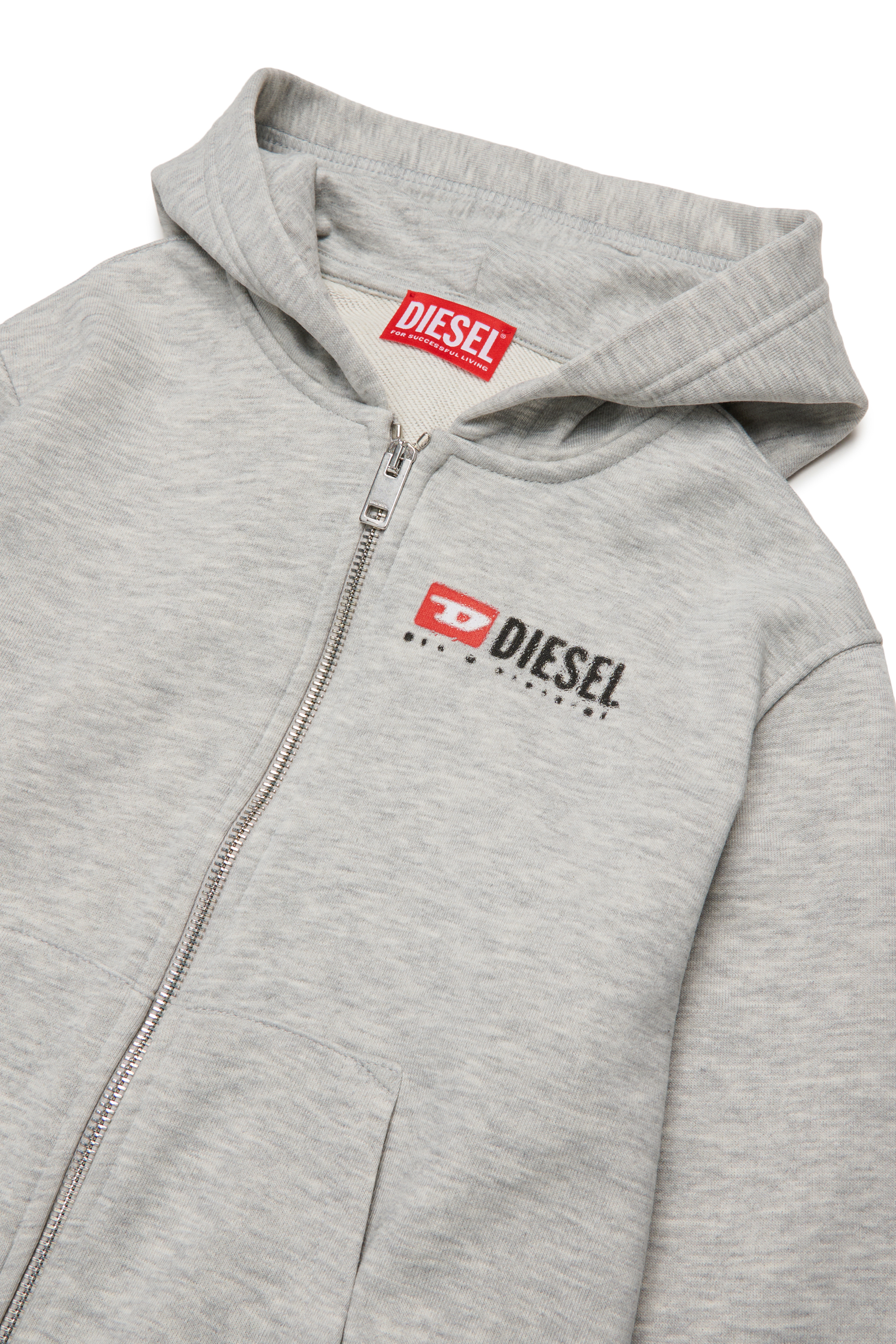 Diesel - SDROPSHOODZ OVER, Herren Baumwoll-Hoodie mit Reißverschluss in Grau - 3