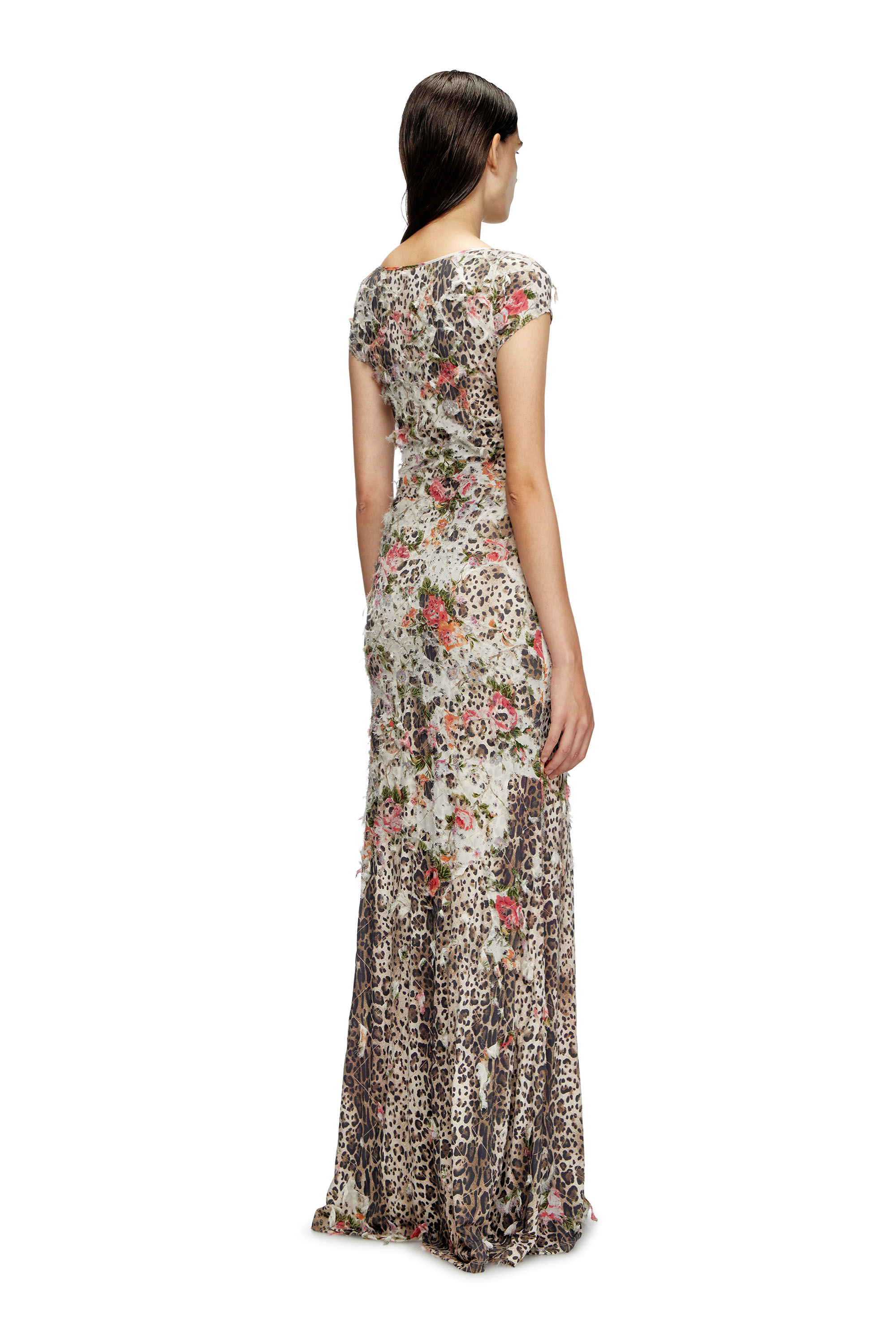 Diesel - D-FLORETTA, Damen Devoré-Kleid mit Floral- und Leoparden-Print in Hellbraun - 4