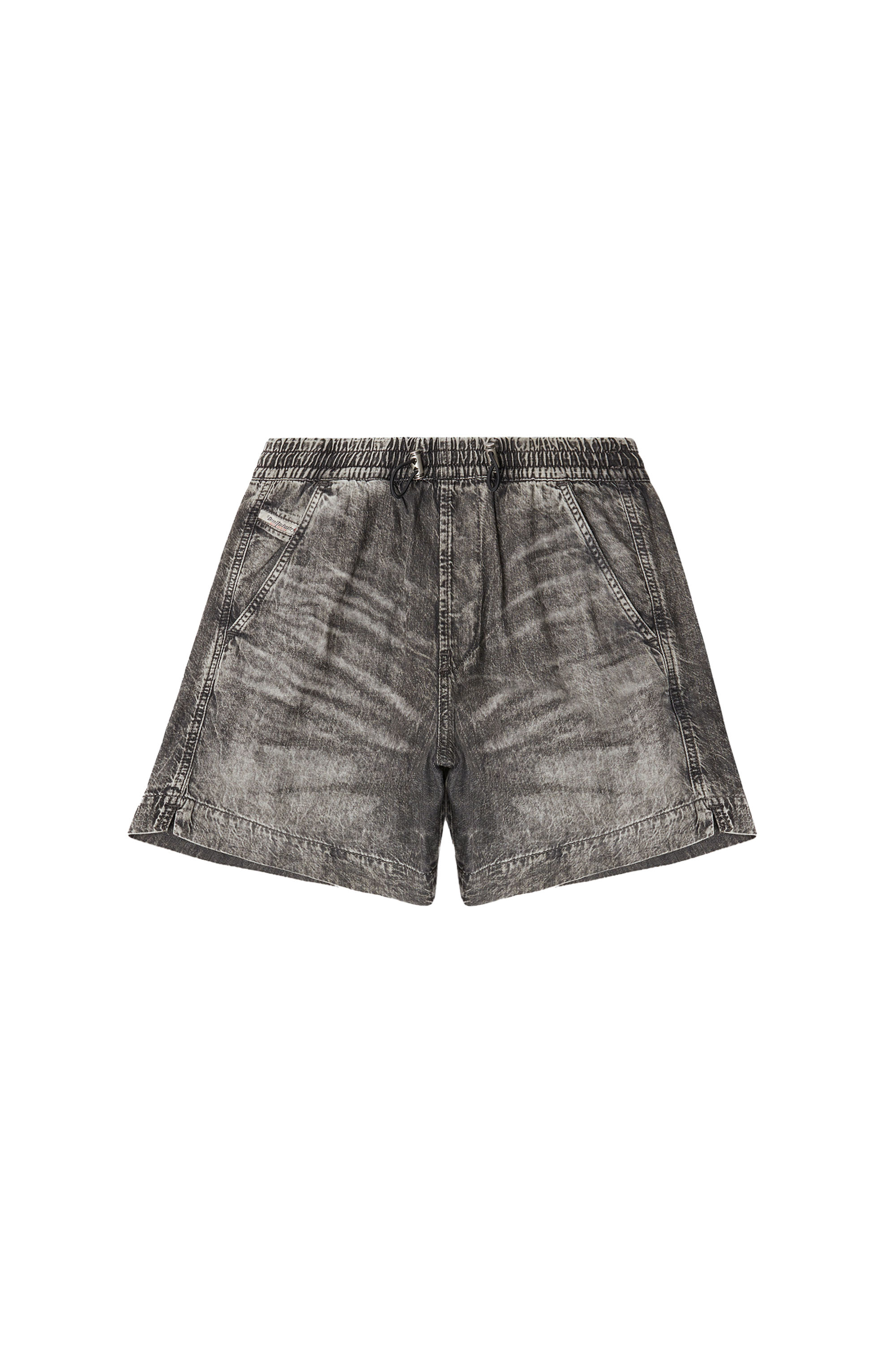 Diesel - D-TENNI-S1, Unisex Shorts aus marmoriertem Denim in Schwarz - 6