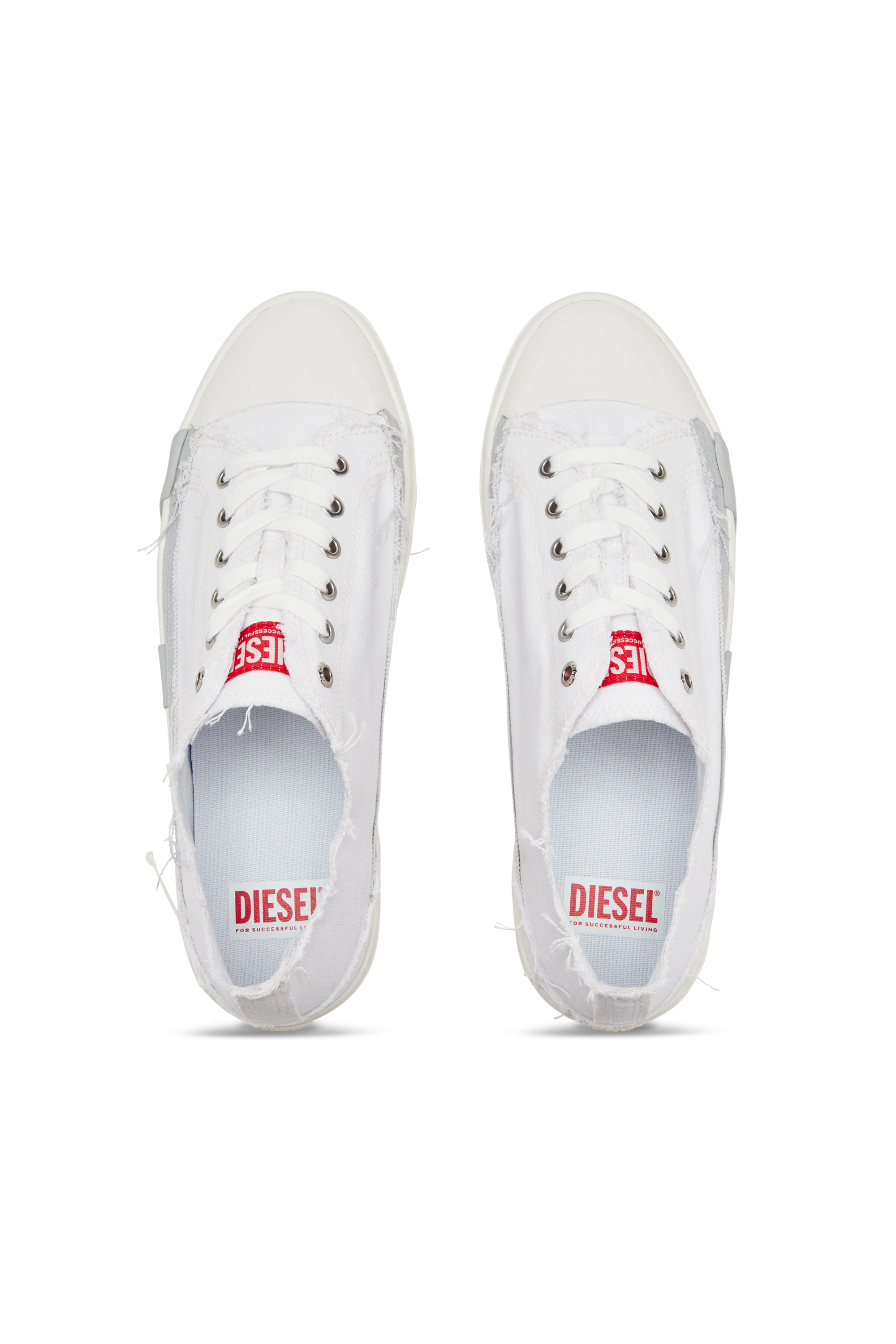 Diesel - S-D-VERSE LOW W, Damen S-D-Verse-Sneakers aus ausgefranstem Canvas in Weiss/Grau - 5