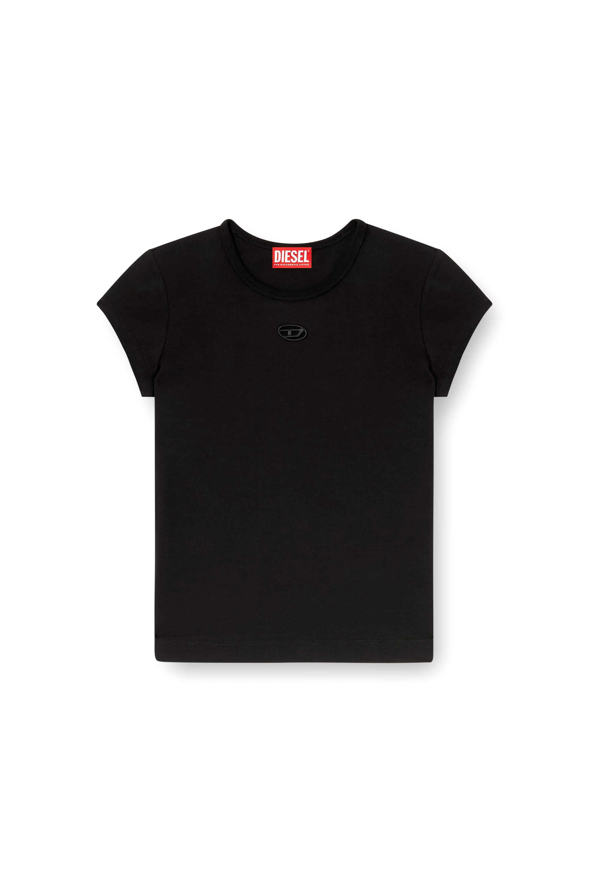 Diesel - T-ANGIE-OD, Damen T-Shirt mit ausgeschnittenem, besticktem Logo in Schwarz - 3