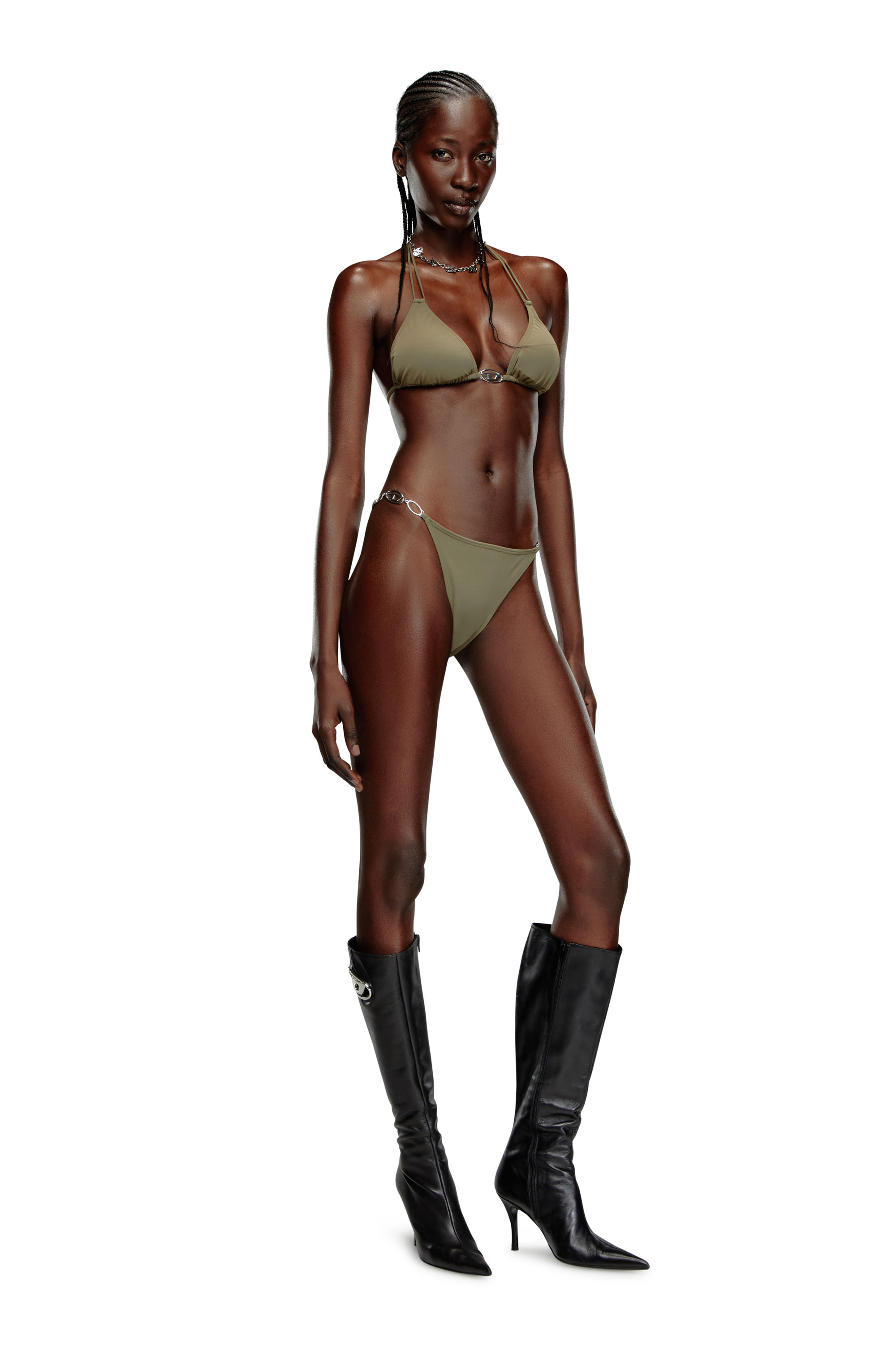 Diesel - BFPN-IRINA, Damen Bikini-Hose mit Oval D-Plaketten in Grün - Image 1