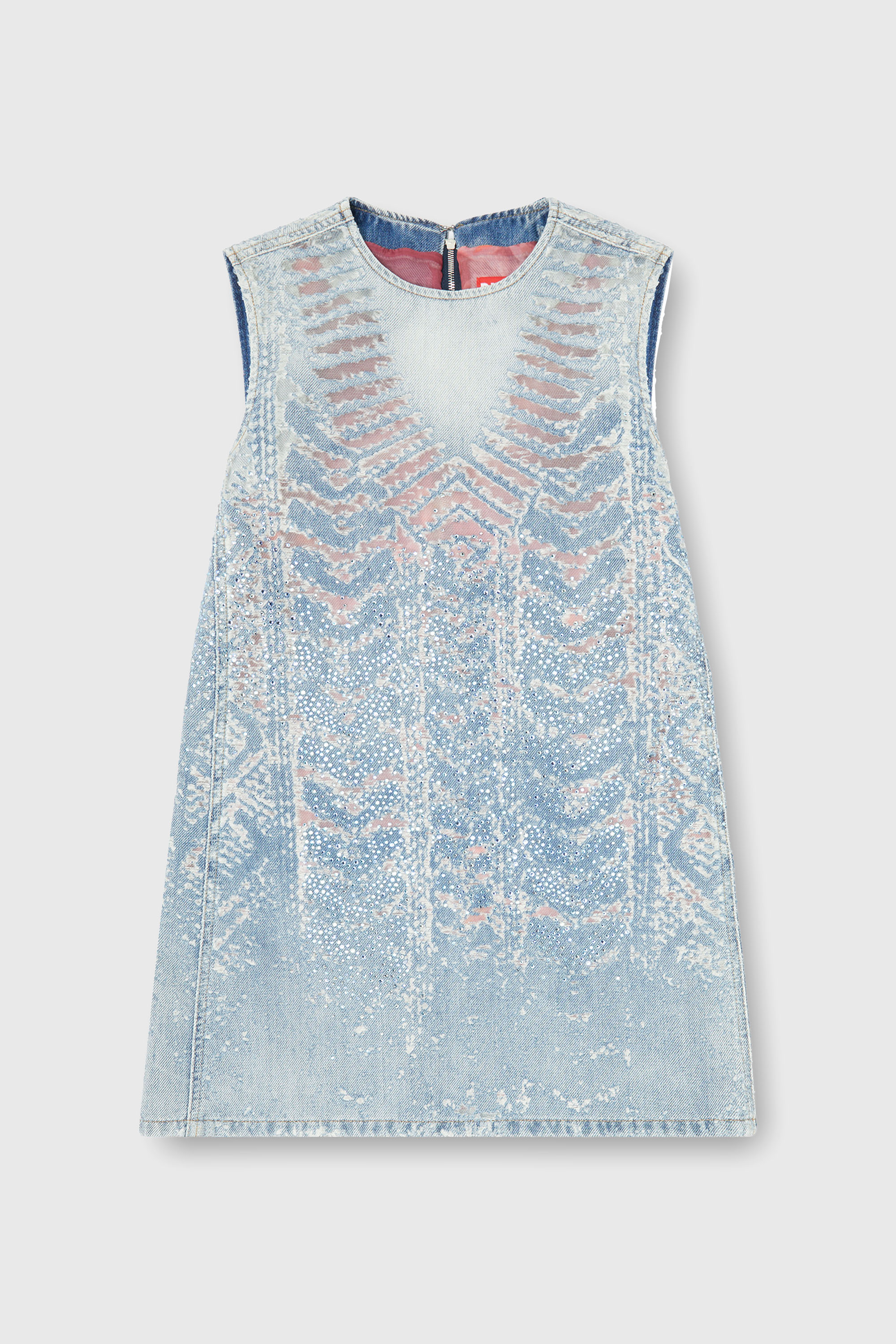 Diesel - DE-MYRELA-S, Damen Minikleid aus microstone devor&eacute; denim in Hellblau - 2