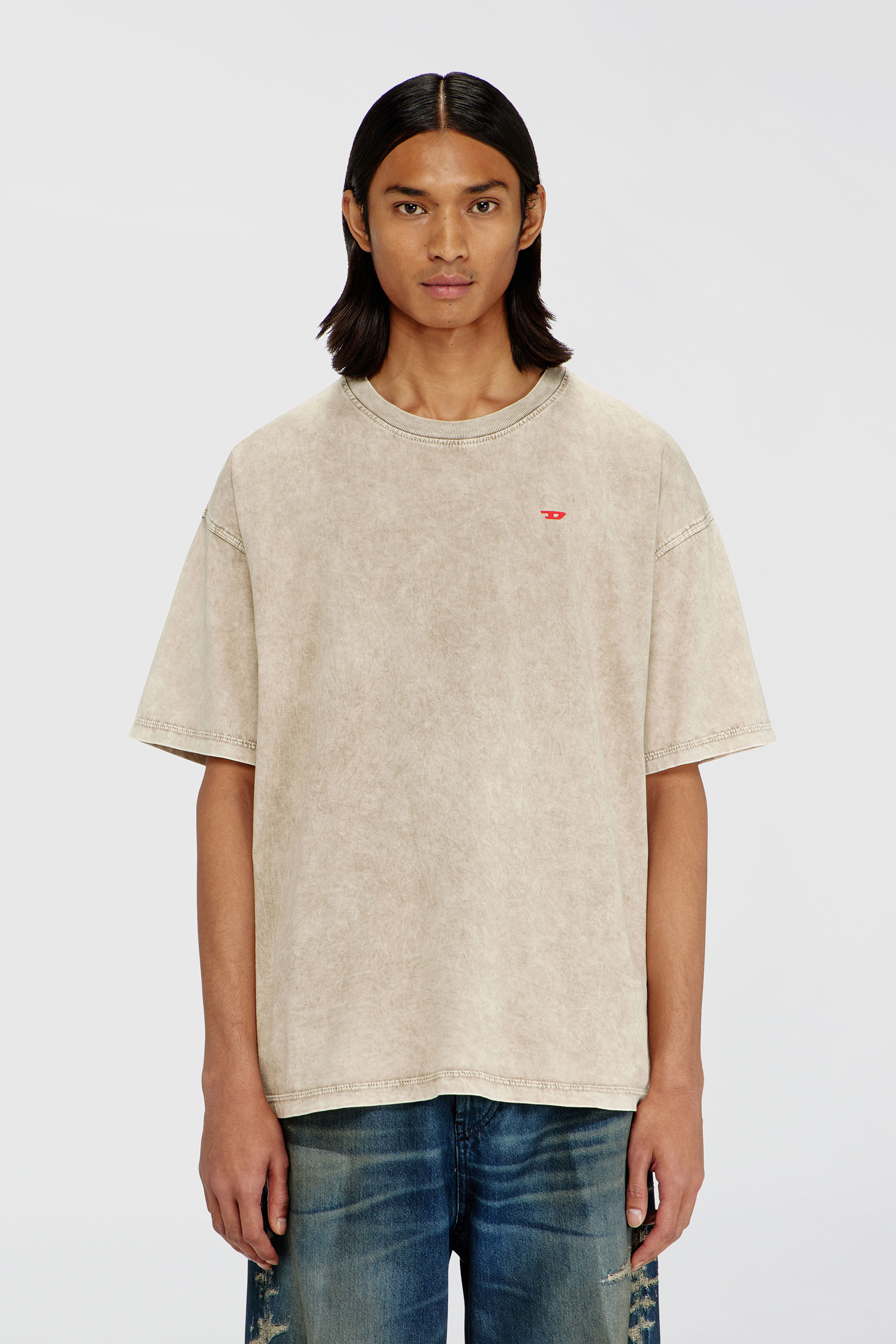 Diesel - T-BOXT-AA14, Herren Baumwoll-T-Shirt mit behandelten Effekt in Beige - 3