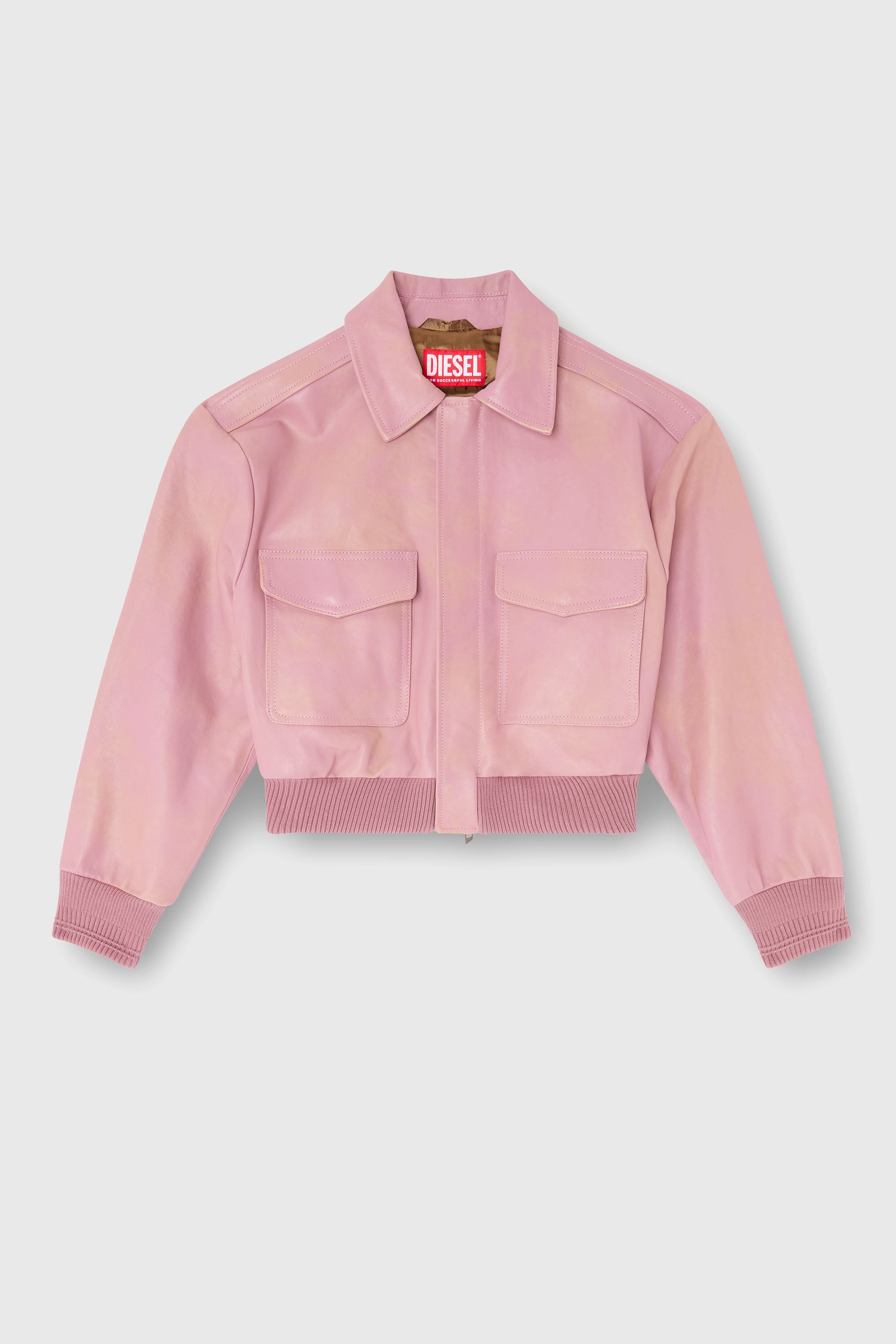 Diesel - L-AVIA, Damen Aviator-Jacke aus behandeltem Leder in Rosa - 2