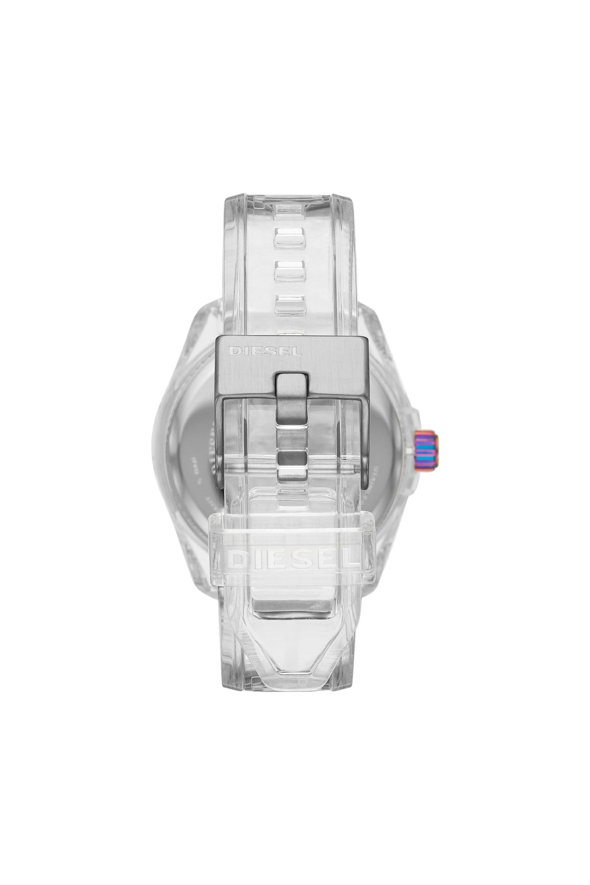 Diesel - DZ1926, Unisex MS9-Armbanduhr mit drei Zeigern und einem durchsichtigen Armband aus Polyurethan in Weiß - 2