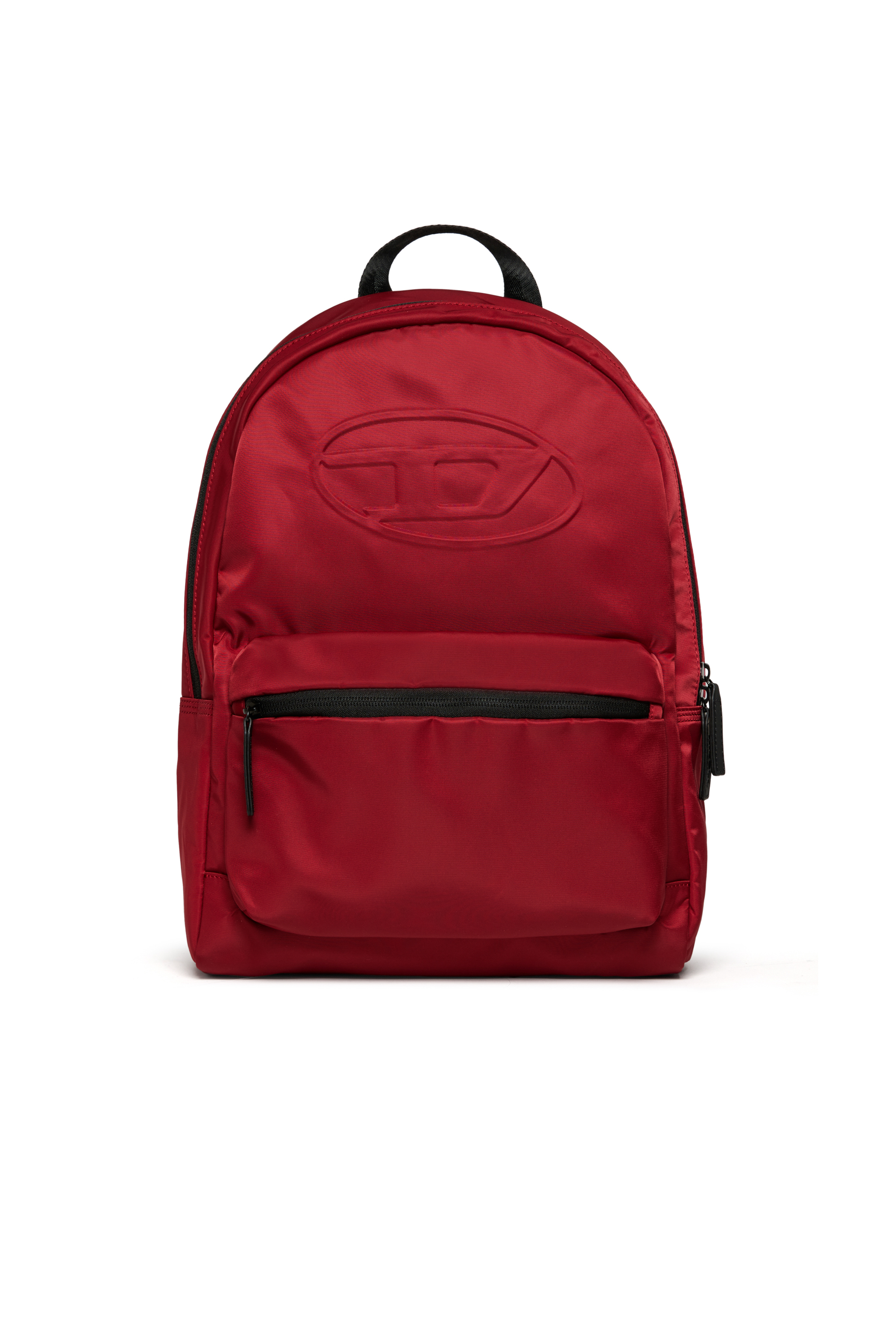 Diesel - WOVAL, Unisex Rucksack aus Nylon mit geprägtem Oval D in Rot - 1