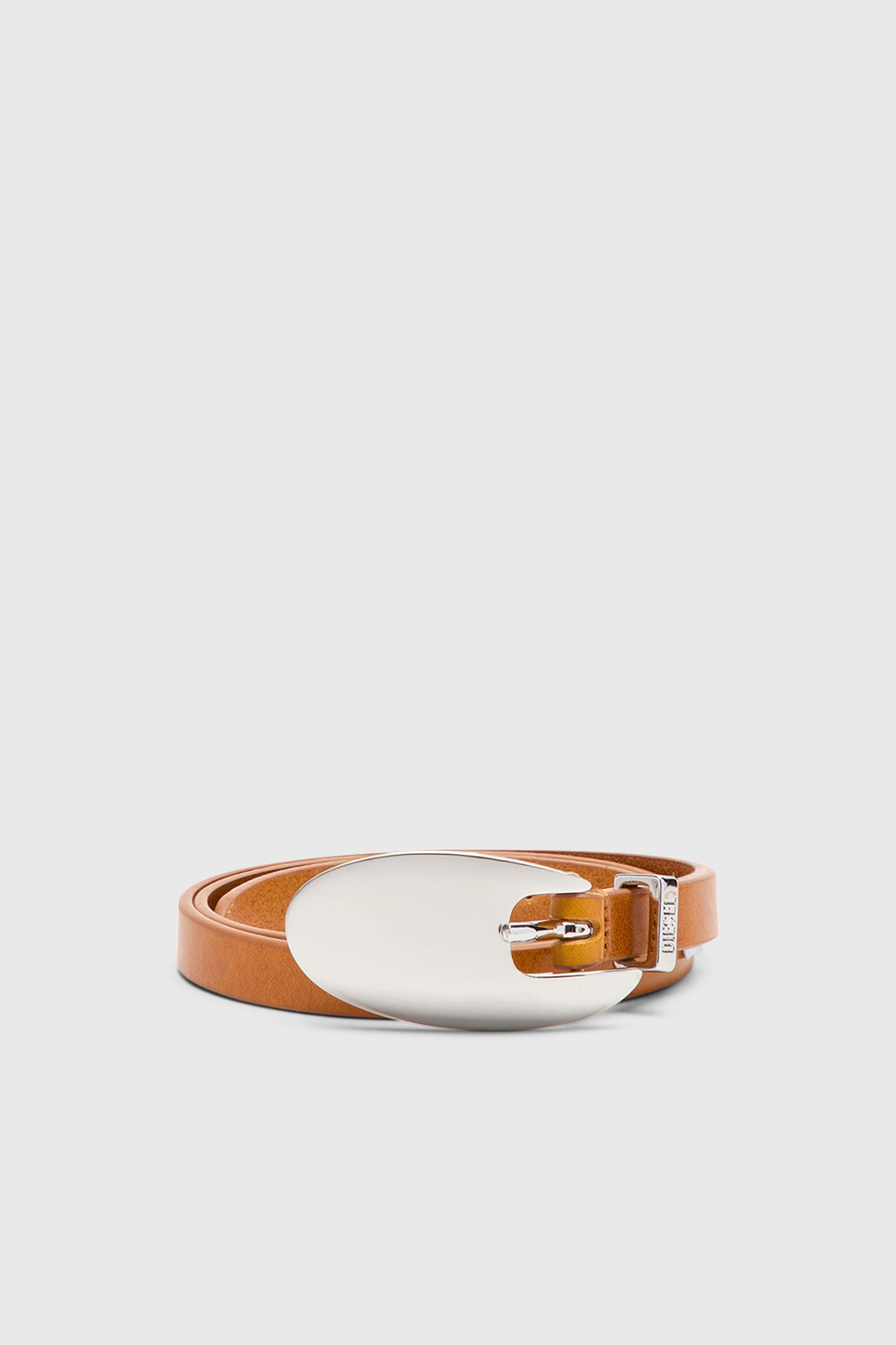 Diesel - B-ROP 15, Damen 1,5 cm Schmaler Lederg&uuml;rtel mit skulpturaler Schnalle in Hellbraun - 1