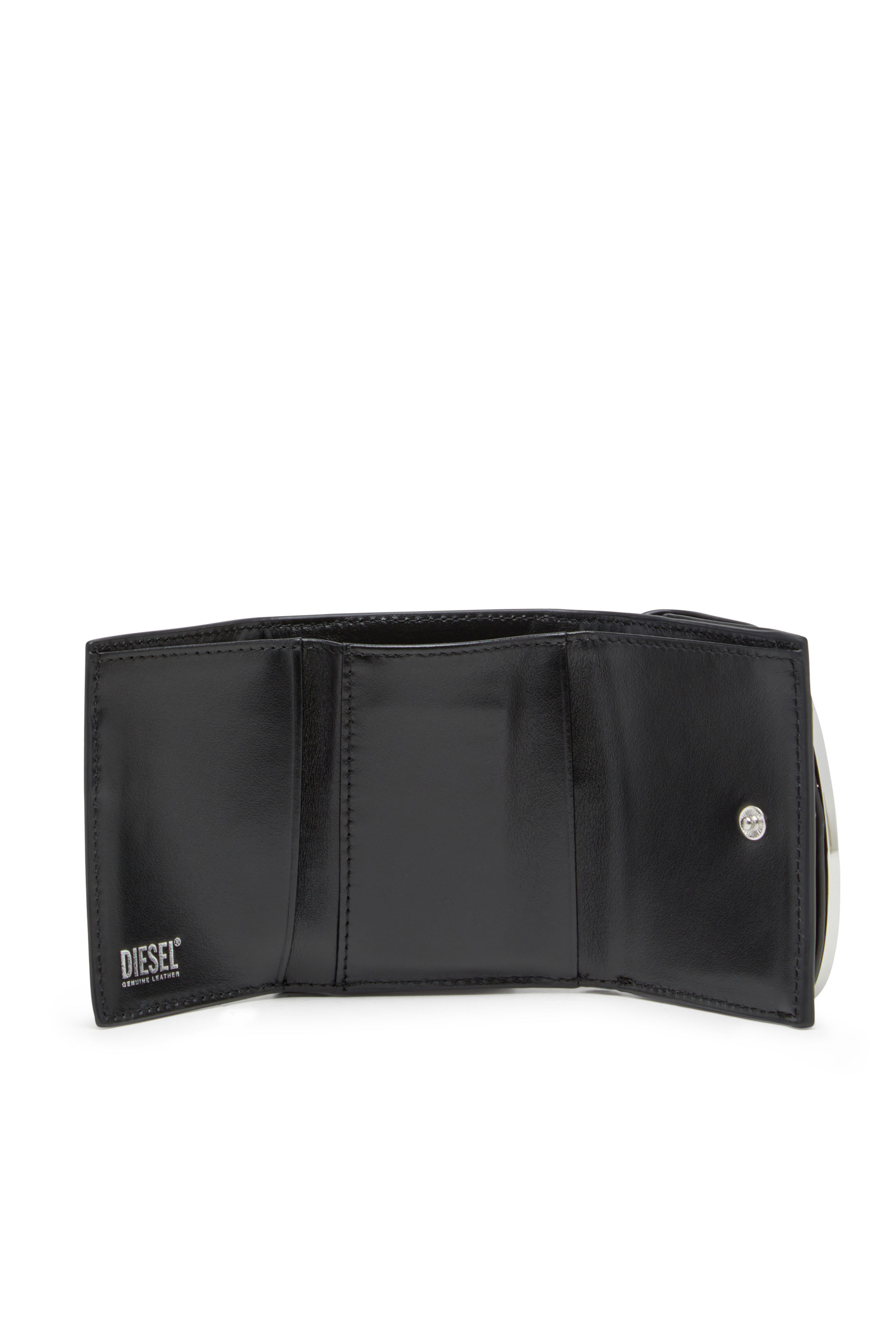 Diesel - 1DR TRI FOLD COIN XS II, Damen Dreifach-Faltportemonnaie aus Leder in Schwarz - 3