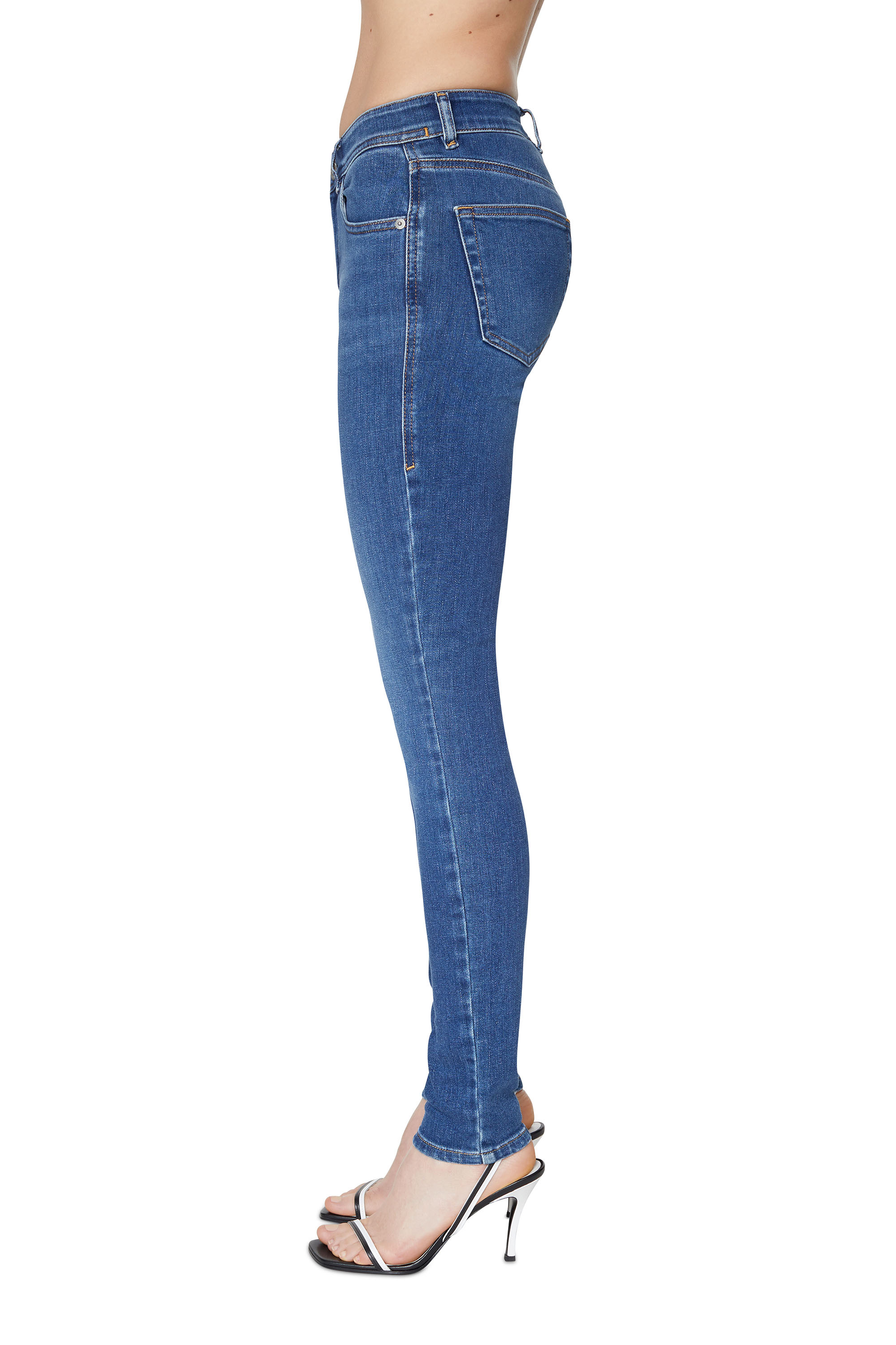 Diesel - Super skinny Jeans 2017 Slandy 09C21, Damen Super skinny Jeans - 2017 Slandy in Mittelblau - 5