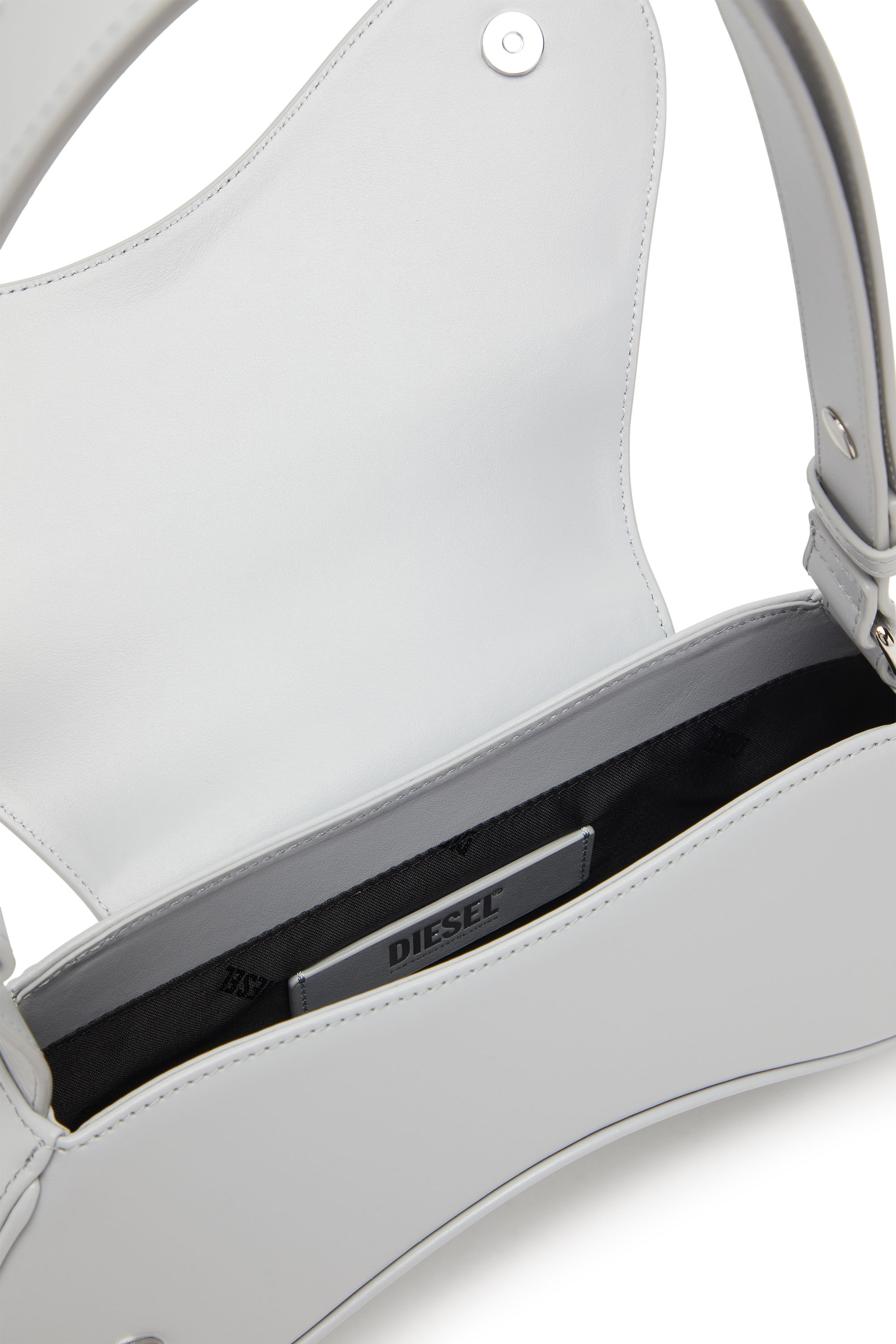 Diesel - PLAY CROSSBODY, Damen Play-Crossbody-Tasche aus semiglänzendem Leder in Grau - 3