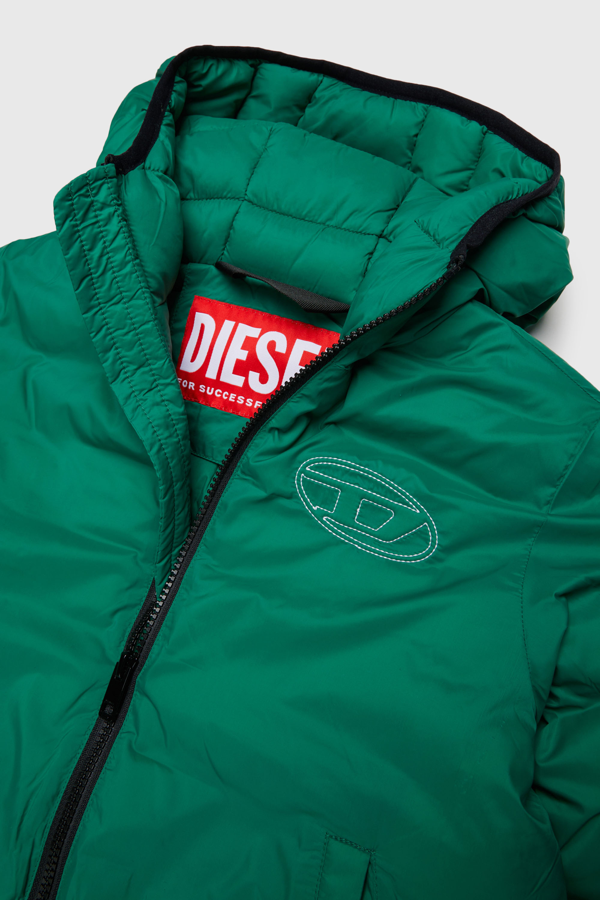 Diesel - JOSIPLS, Unisex Kapuzjacke aus wattiertem Nylon in Gr&uuml;n - 3