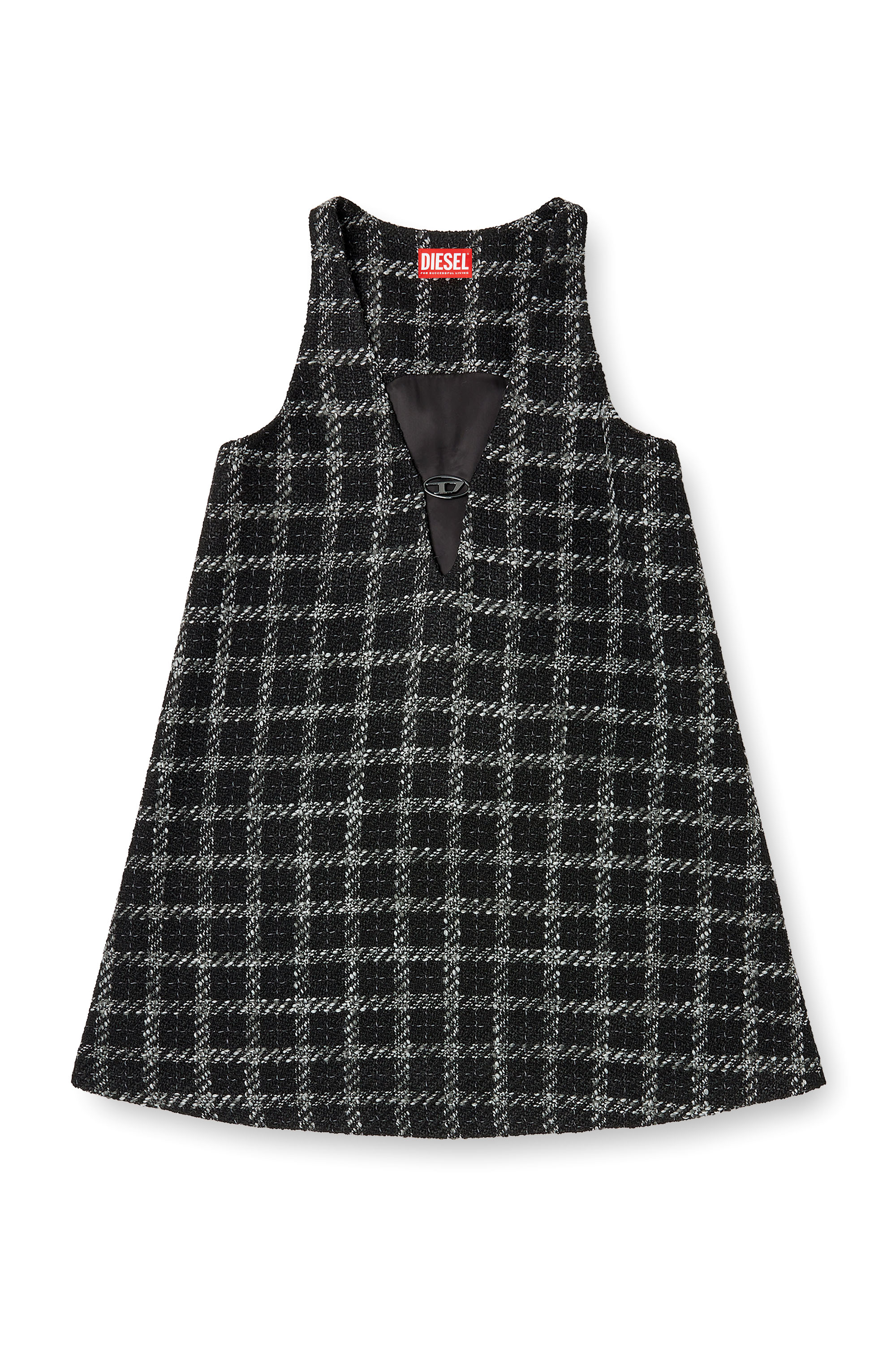 Diesel - D-GIADA, Damen Bouclé-Kleid mit Karo-Muster in Schwarz/Weiss - 2