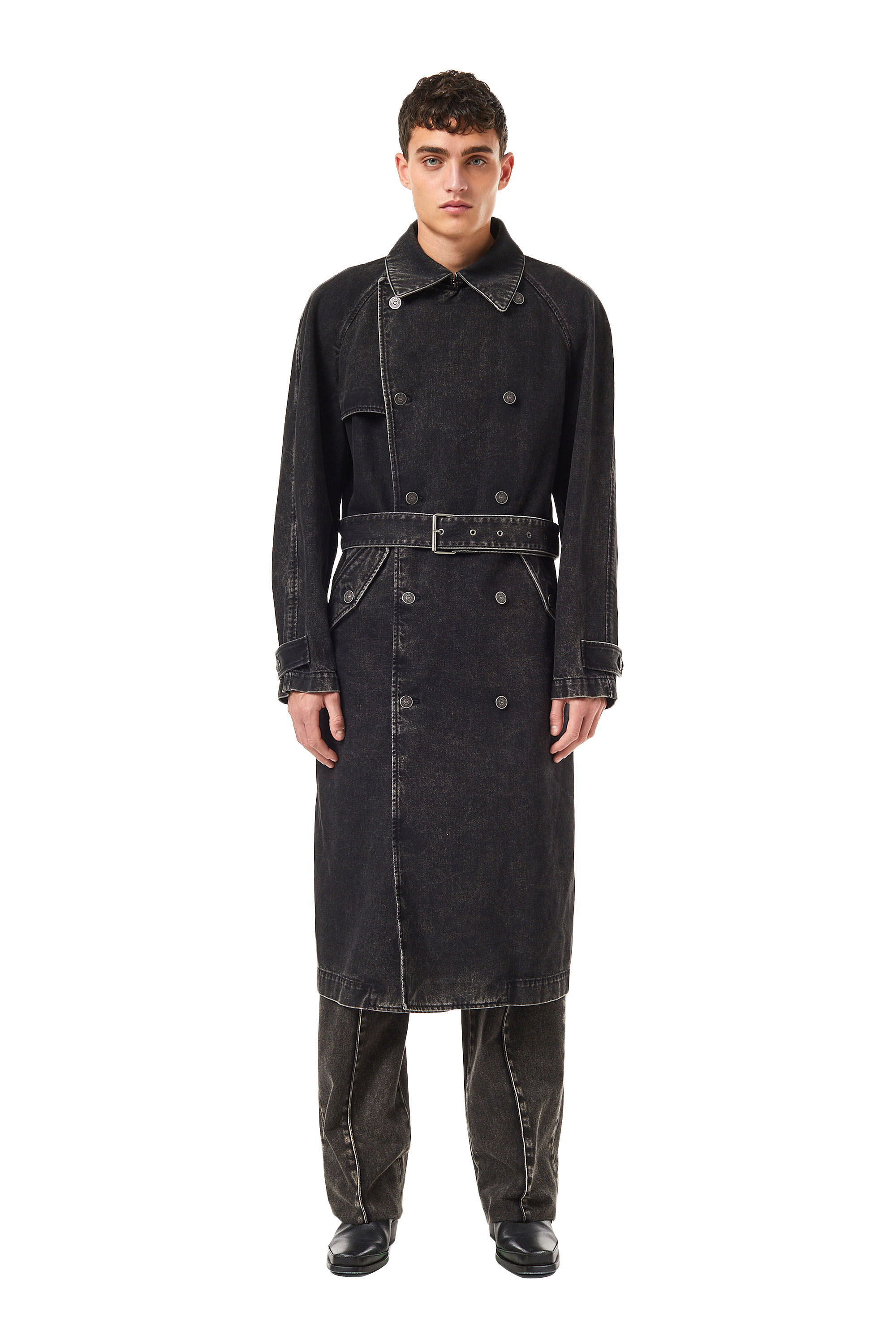 Diesel - D-DELIRIOUS DOUBLE BREASTED TRENCH COAT, Black/Dark grey - Image 1