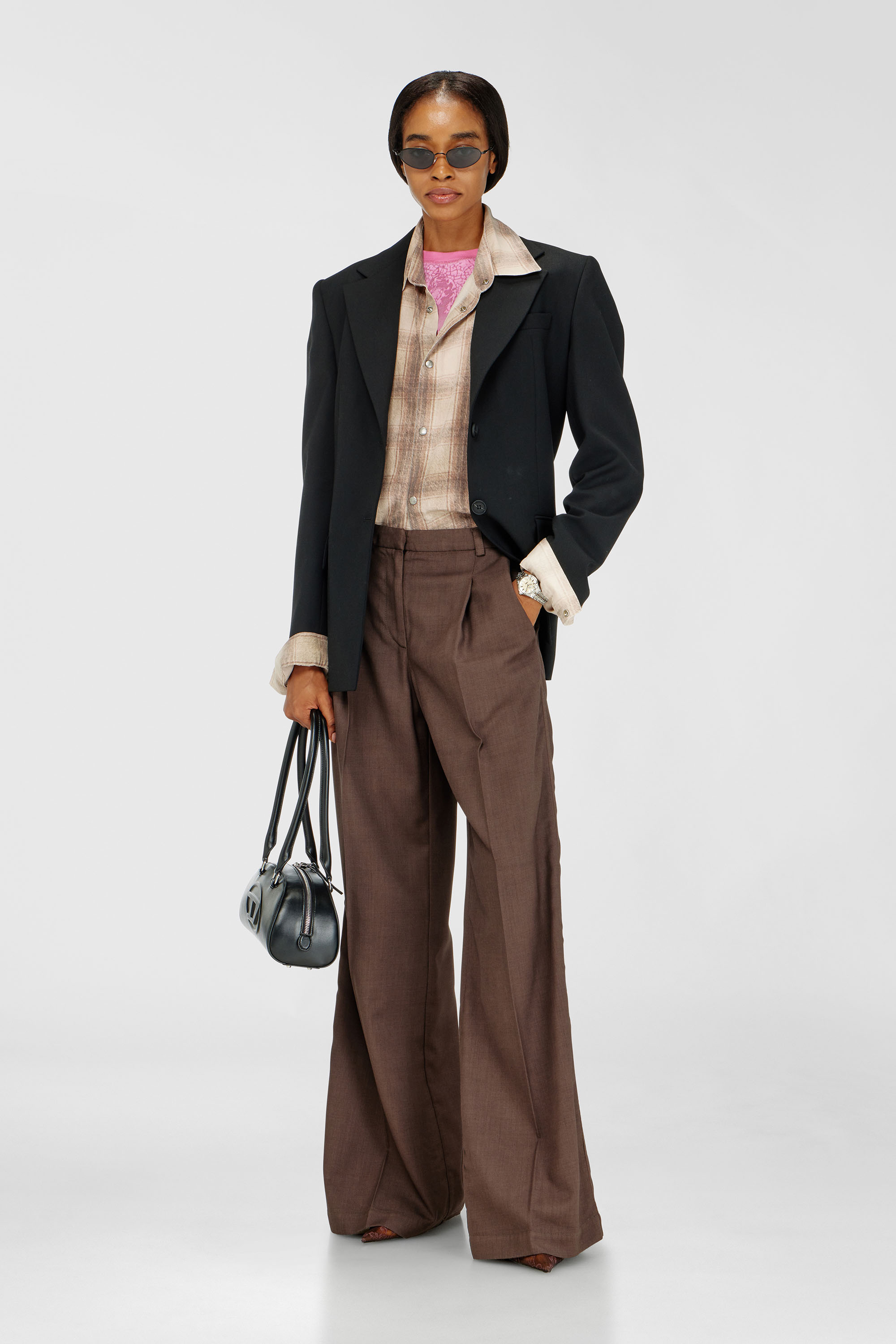 Diesel - P-ARIDE, Damen Weit geschnittene Hose aus stretch wool in null - 1