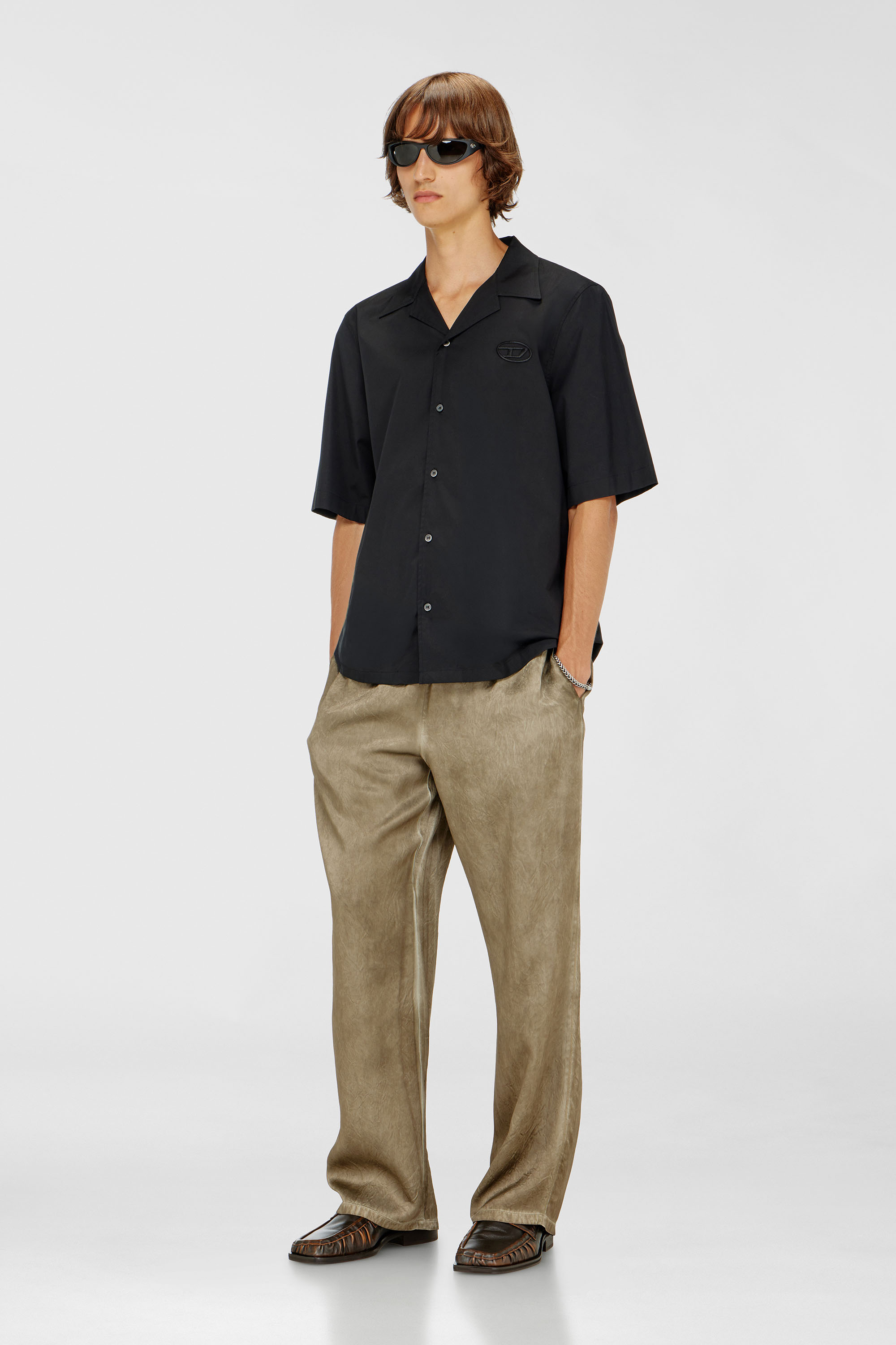 Diesel - S-MAC-GSBH, Herren Stretch-Popeline-Hemd mit Oval-D-Stickerei in Schwarz - 1