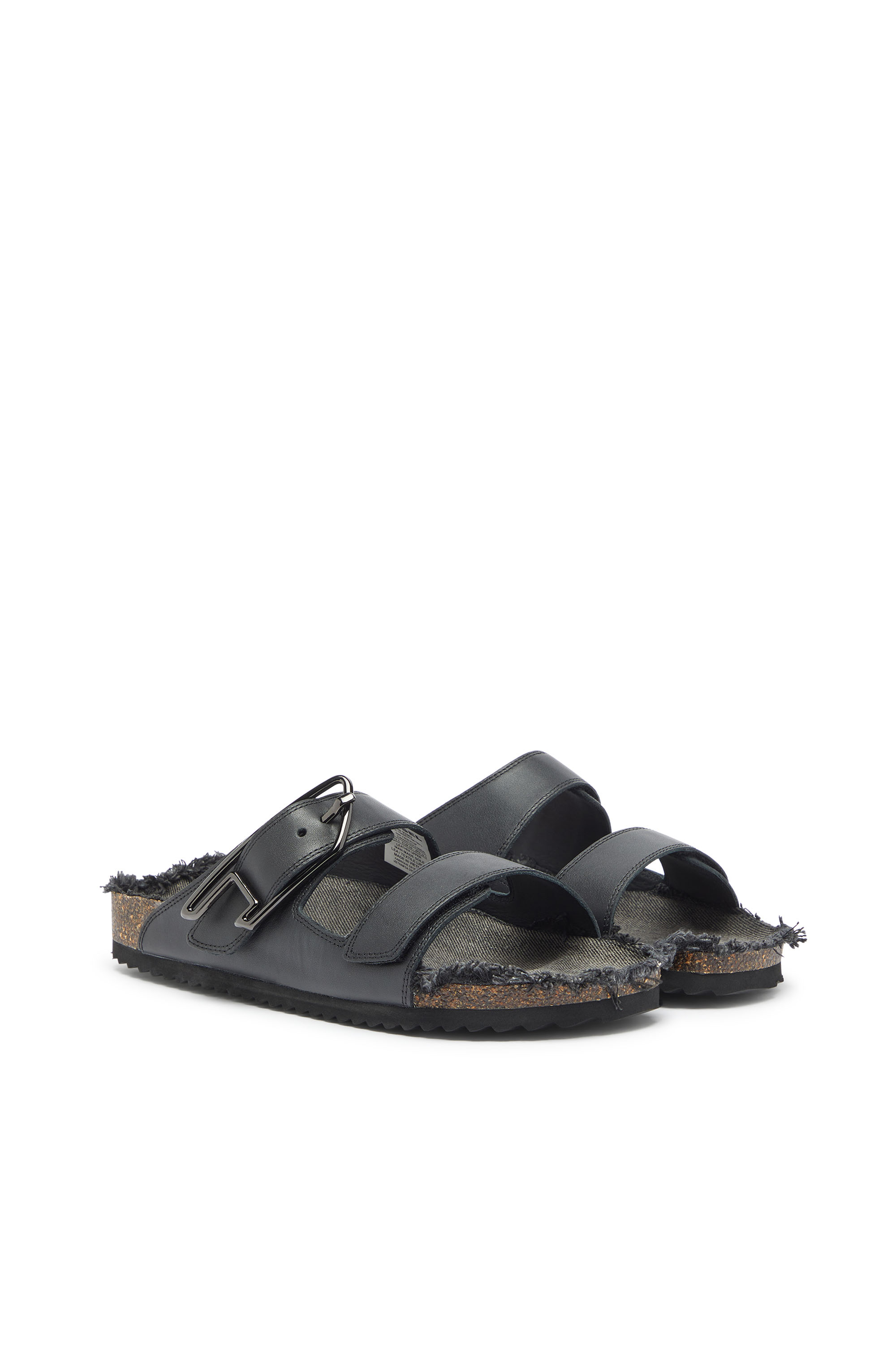 Diesel - D-WOODSTOCK D SANDAL, Herren D-Woodstock - Lederriemen mit Korkfu&szlig;bett in Schwarz - 2