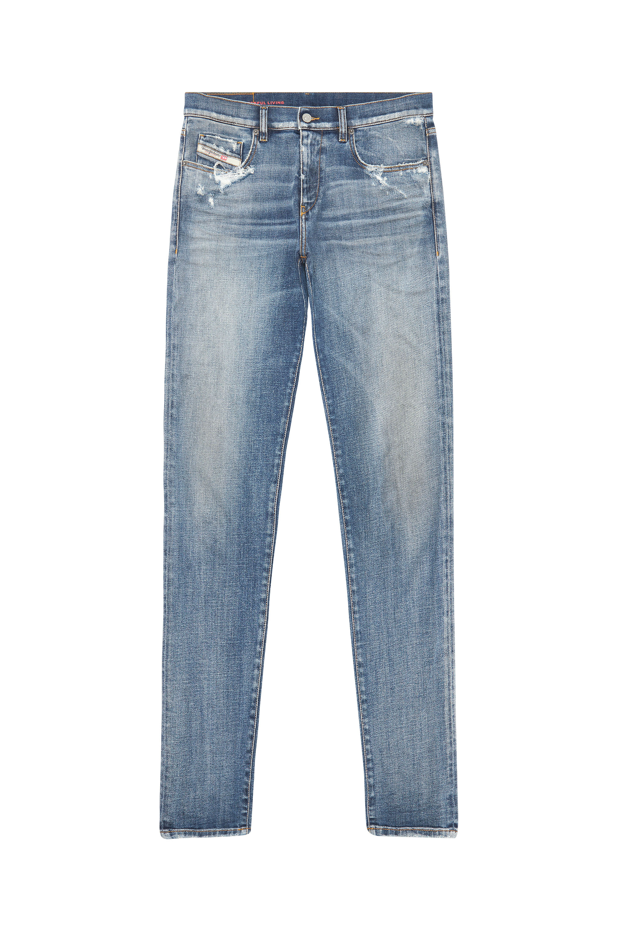 Diesel - 2019 D-Strukt 09E15 Slim Jeans, Mittelblau - Image 6