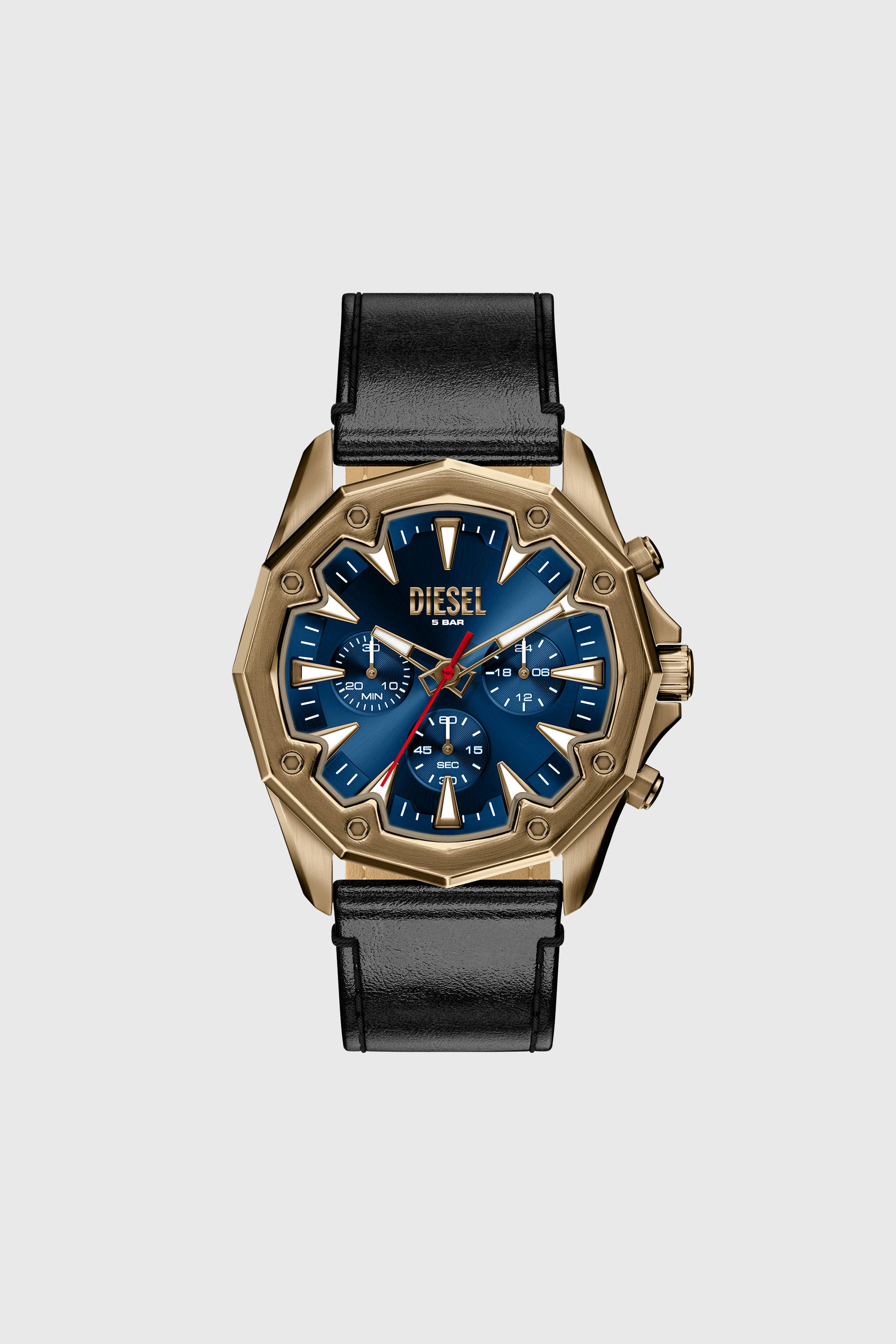 Diesel - DZ4733 WATCH, Herren Stinger Uhr mit Lederarmband in Altgoldoptik in Schwarz - 1