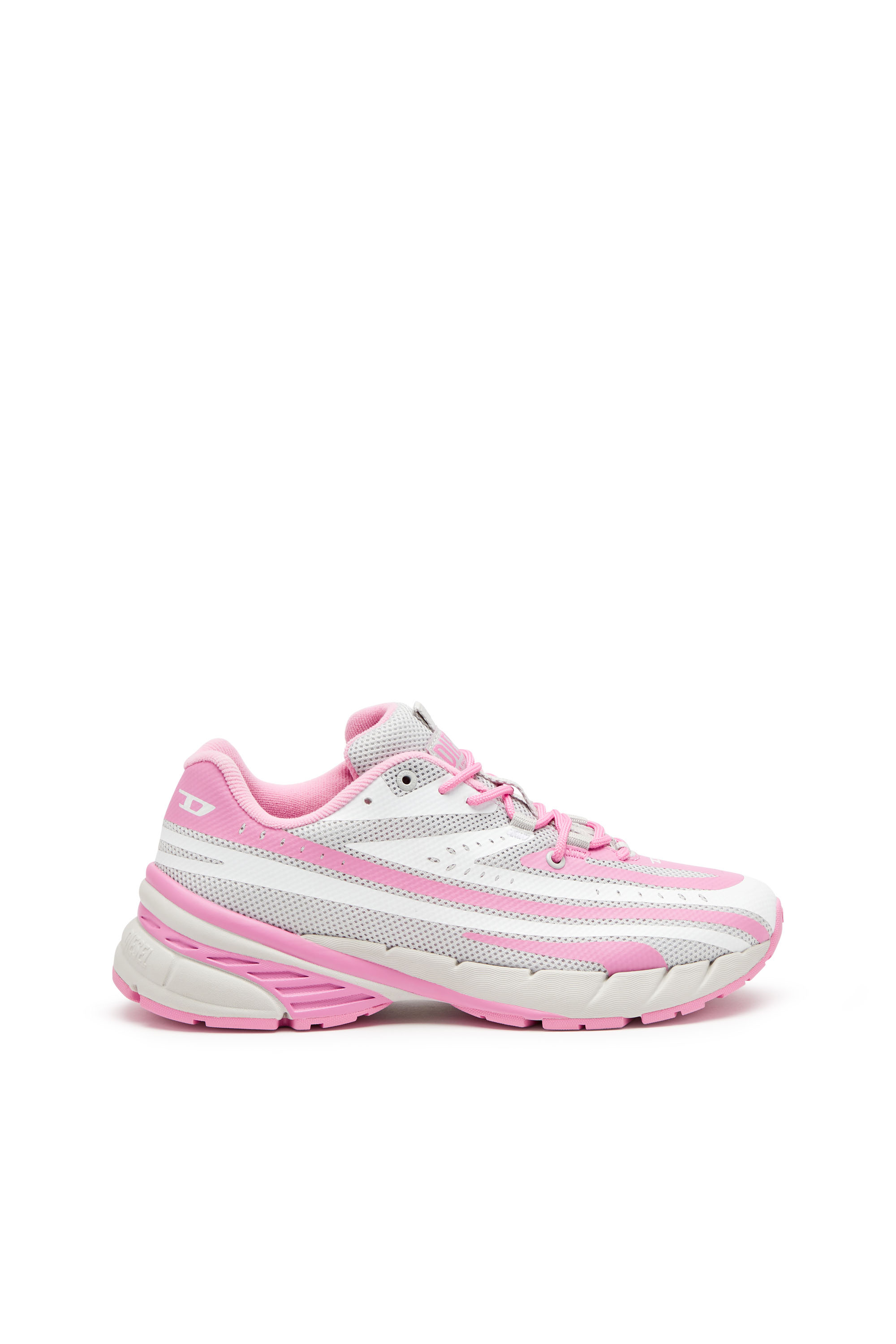 Diesel - D-AIRSPEED LOW W, Damen D-Airspeed Low-Gestreifte Sneakers aus beschichtetem Mesh in Rosa/Weiss - 1