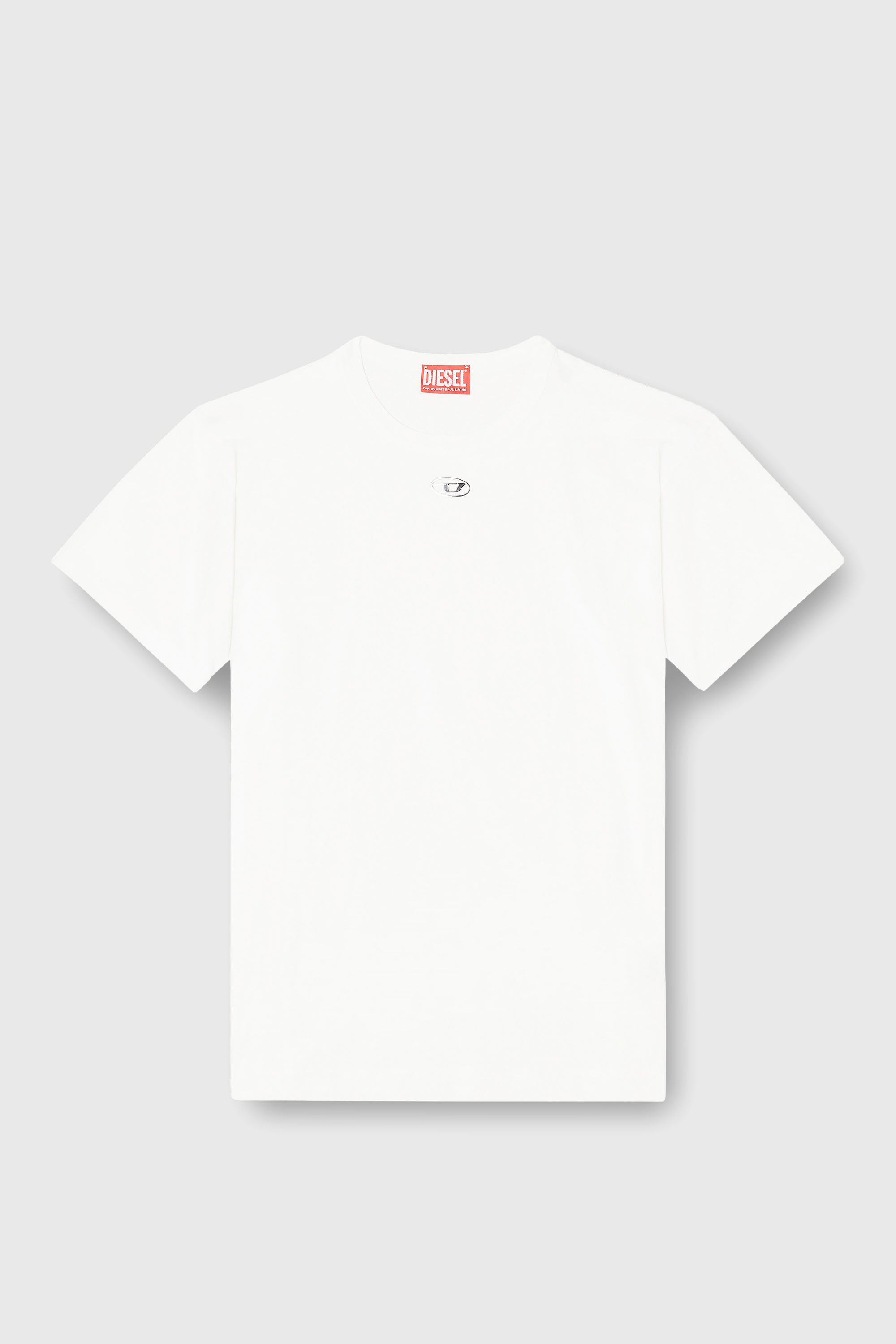 Diesel - T-NORMY-OD-S1, Damen Baumwoll-T-Shirt mit metallischem Oval D in Wei&szlig; - 2