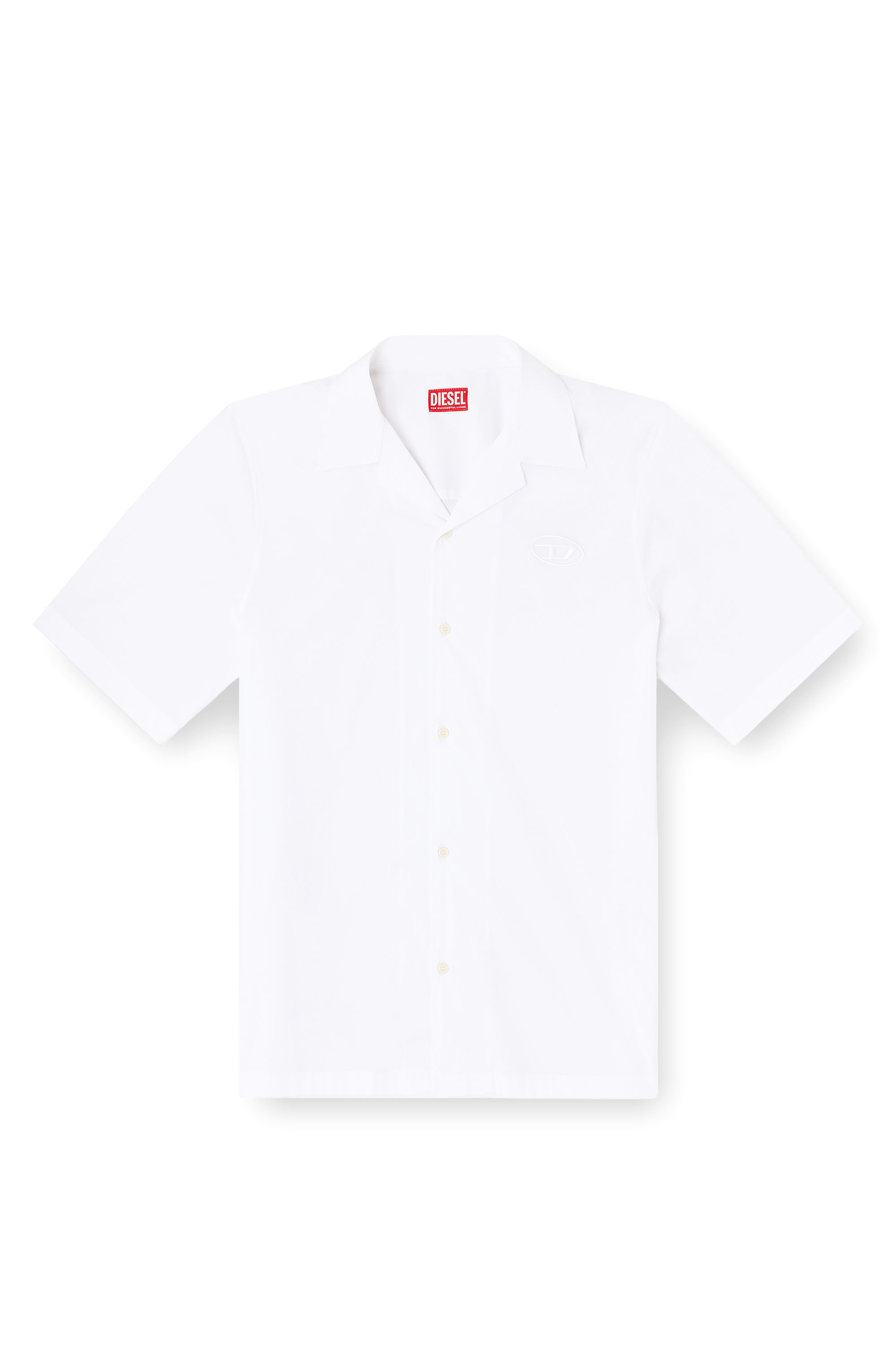 Diesel - S-MAC-GSBH, Herren Stretch-Popeline-Hemd mit Oval-D-Stickerei in Wei&szlig; - 2