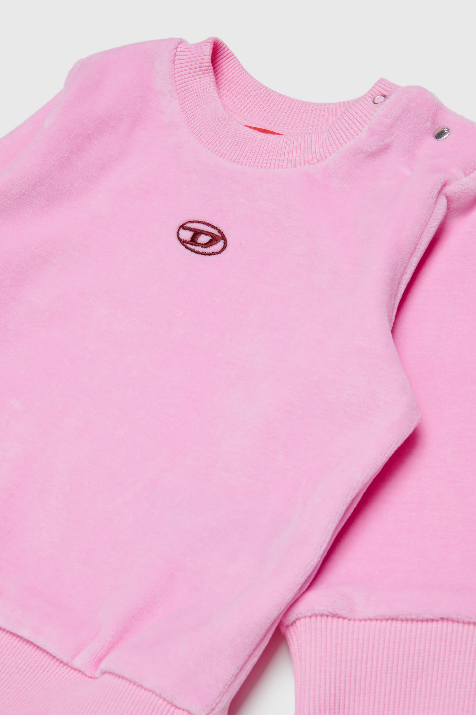 Diesel - SHENIB, Herren Sweatshirt aus Samt mit Oval D Stickerei in Rosa - 3
