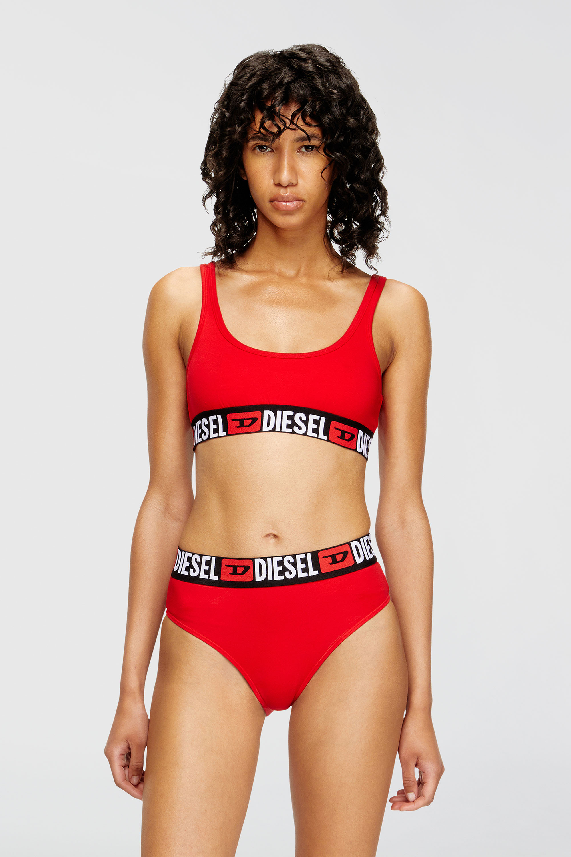 Diesel - UFSB-ORIBA, Damen Bralette mit Logoband in Rot - 1