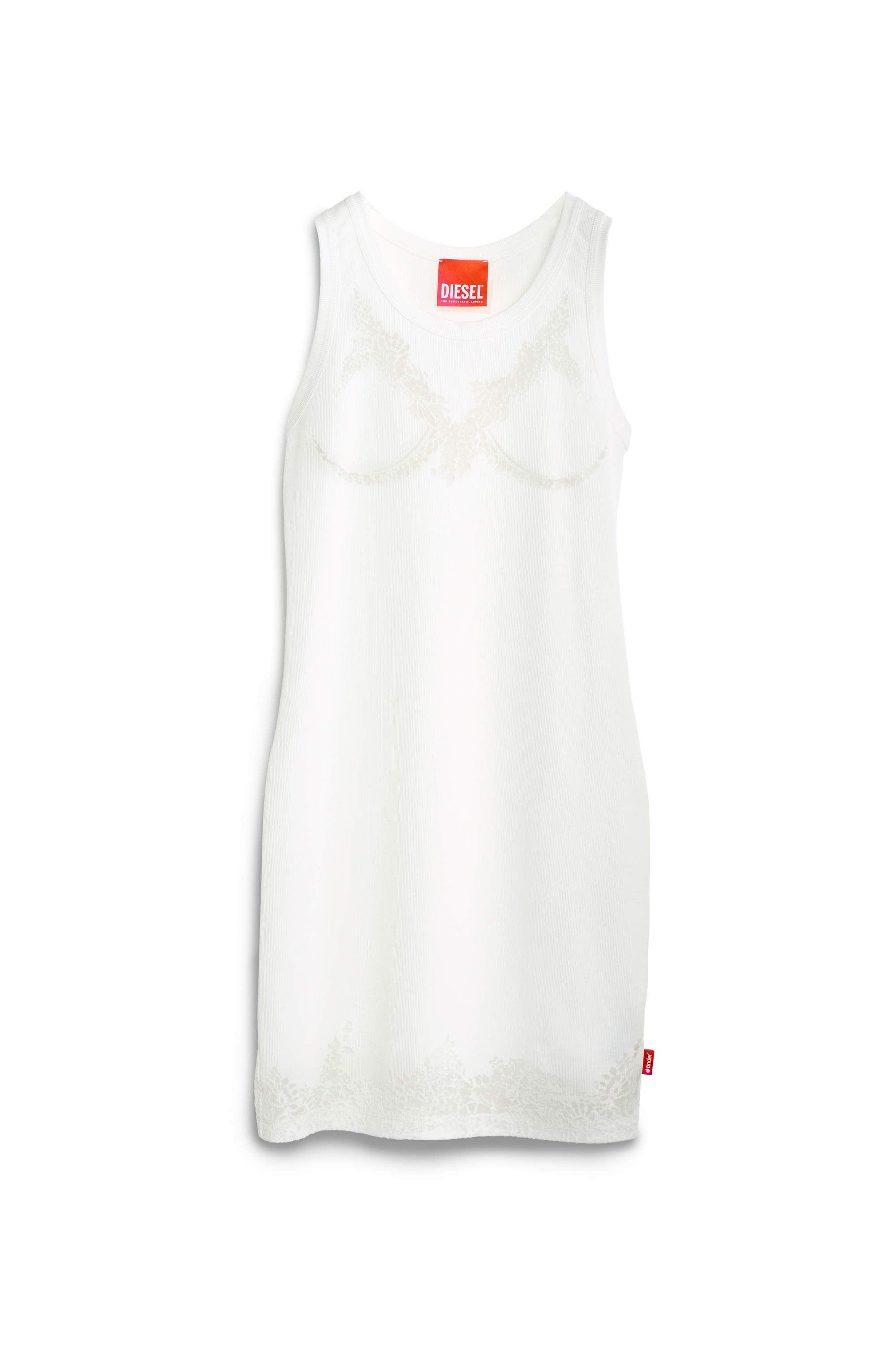 Diesel - PR-D-ANKI-LACE-R, Damen Mini-Tank-Kleid mit Devor&eacute;-Spitzen-Effekt in Wei&szlig; - 3