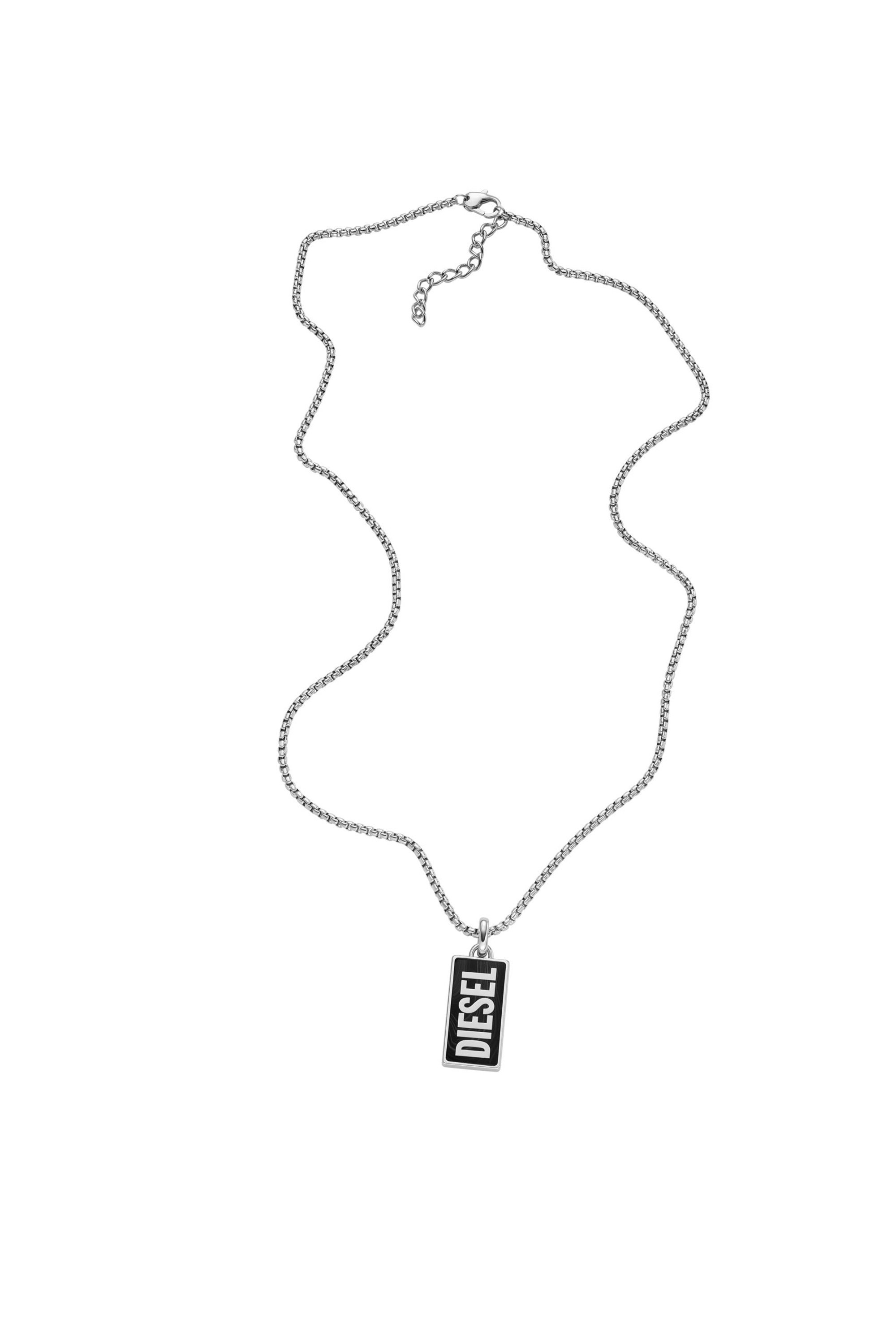 Diesel - DX1515, Herren Halskette mit Anhänger und schwarzem Achat in Silber - Image 2