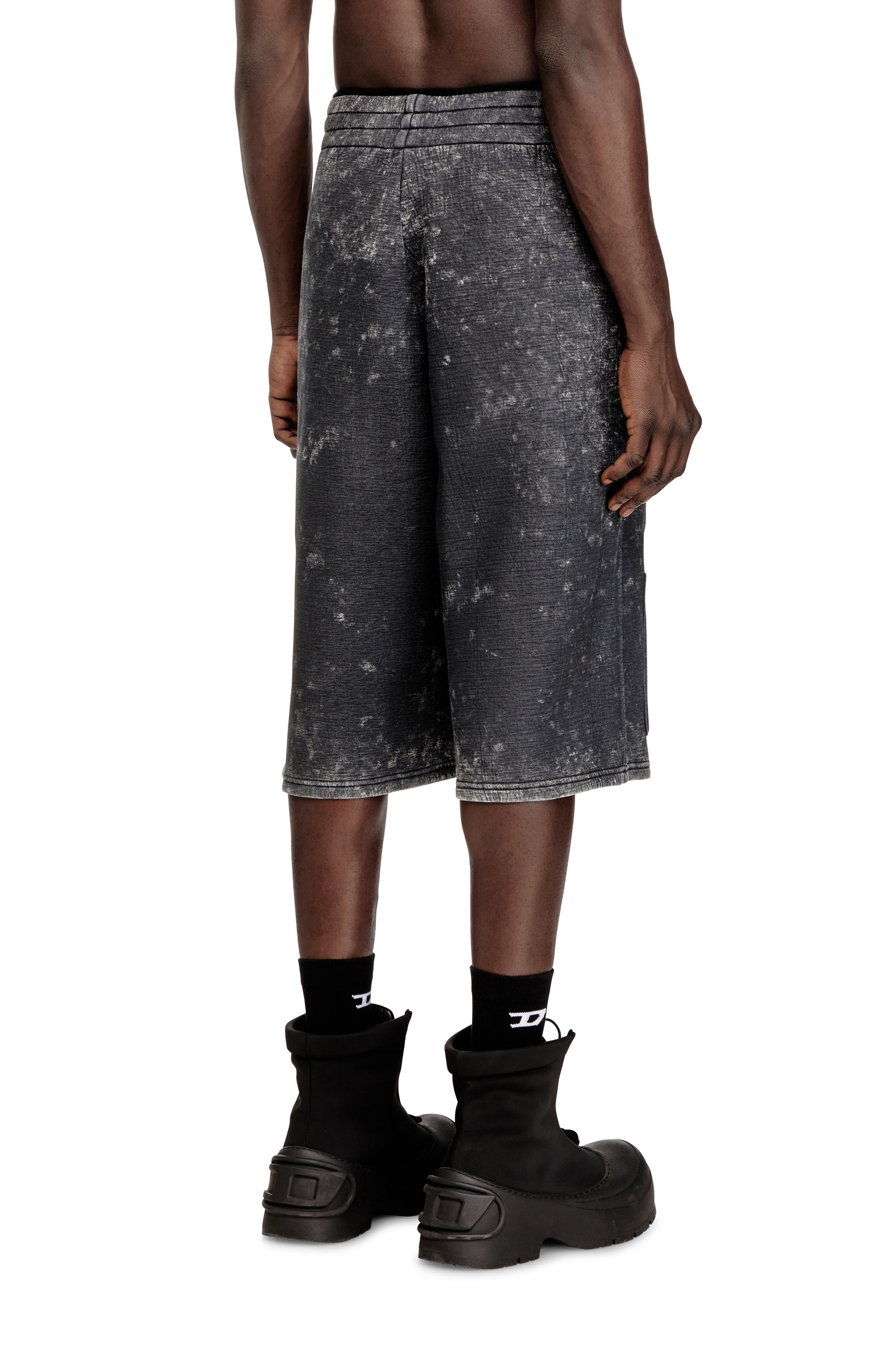 Diesel - S-TYP, Unisex Weit geschnittene Shorts aus Scuba mit Marmoreffekt in Schwarz/Dunkelgrau - 3