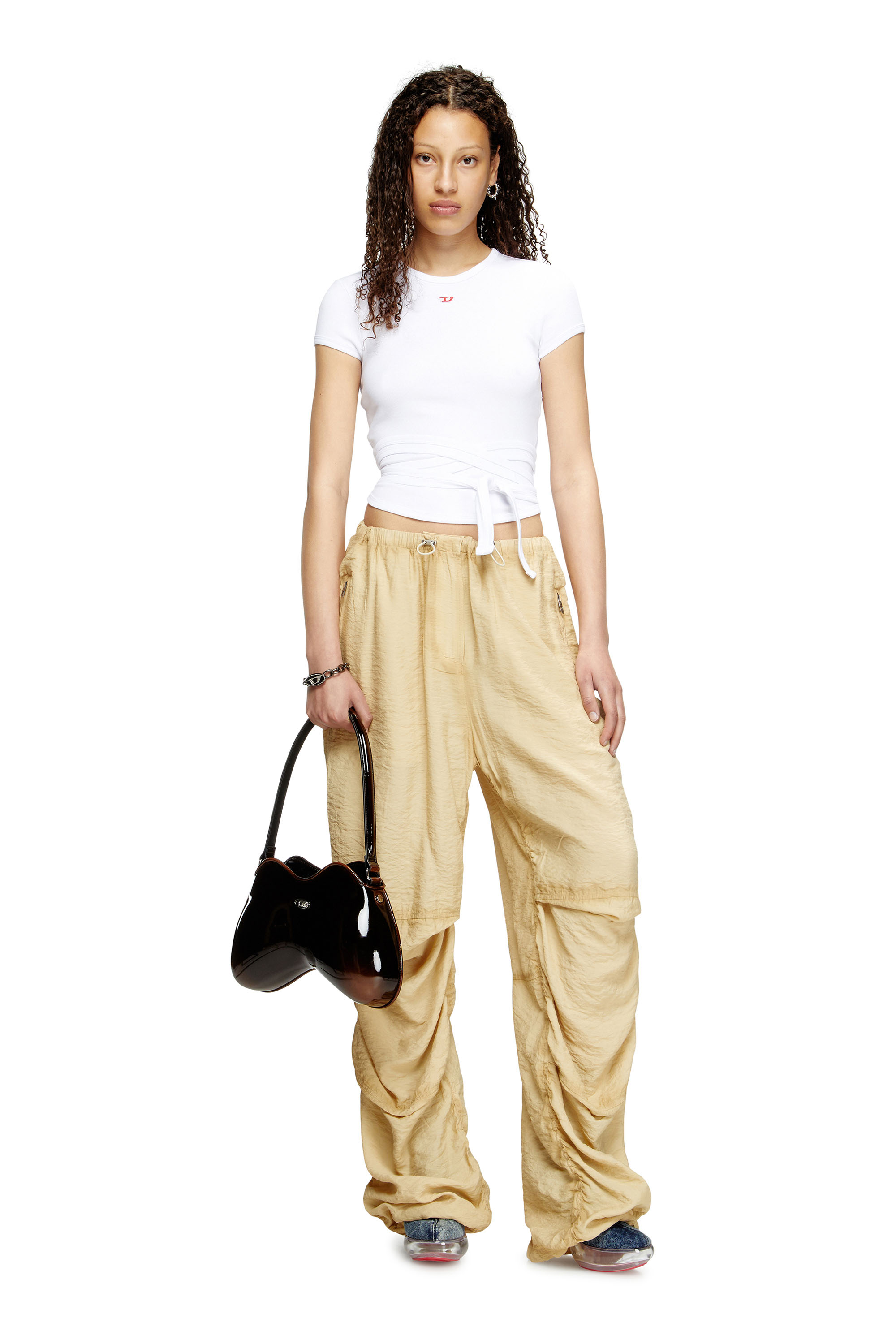 Diesel - T-BUNNY-TAIL, Damen T-Shirt mit Wickelbändern in Weiß - 1