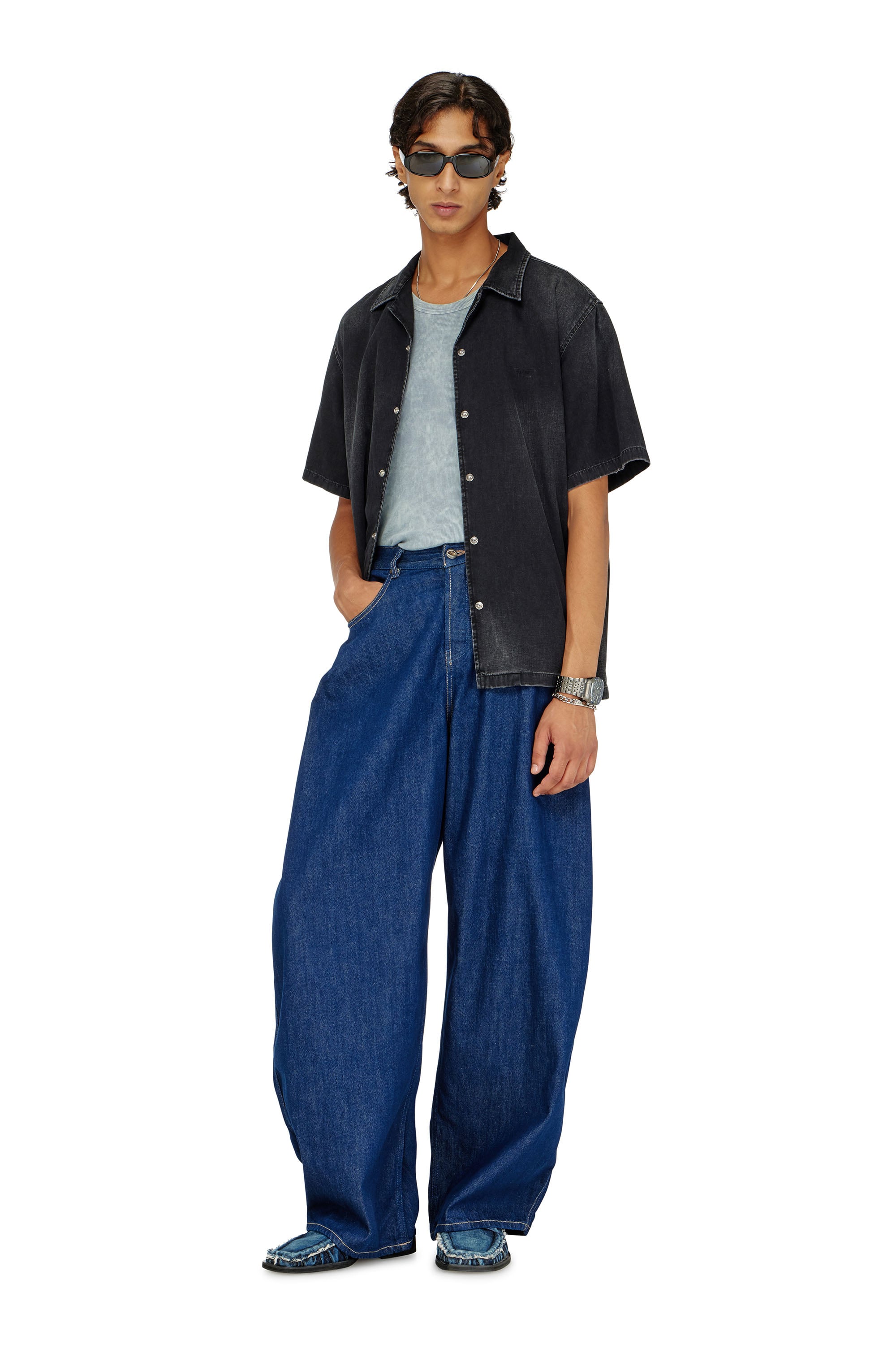 Diesel - D-NABIL-D, Herren Denim-Hemd mit kurzen &Auml;rmeln in Schwarz - 2