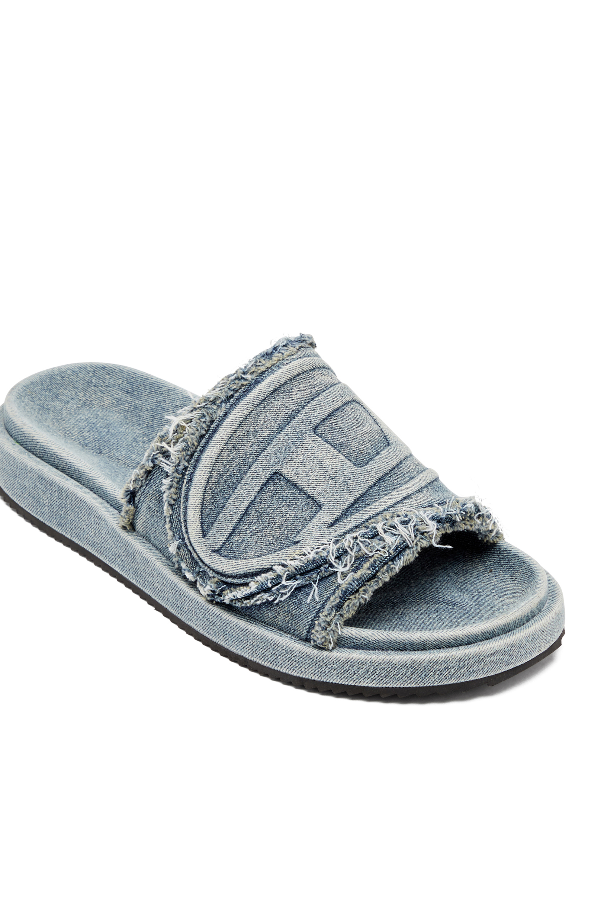 Diesel - SA-SLIDE D OVAL, Unisex Sa-Slide D-Slides aus vielgetragenem Denim in Hellblau - 6