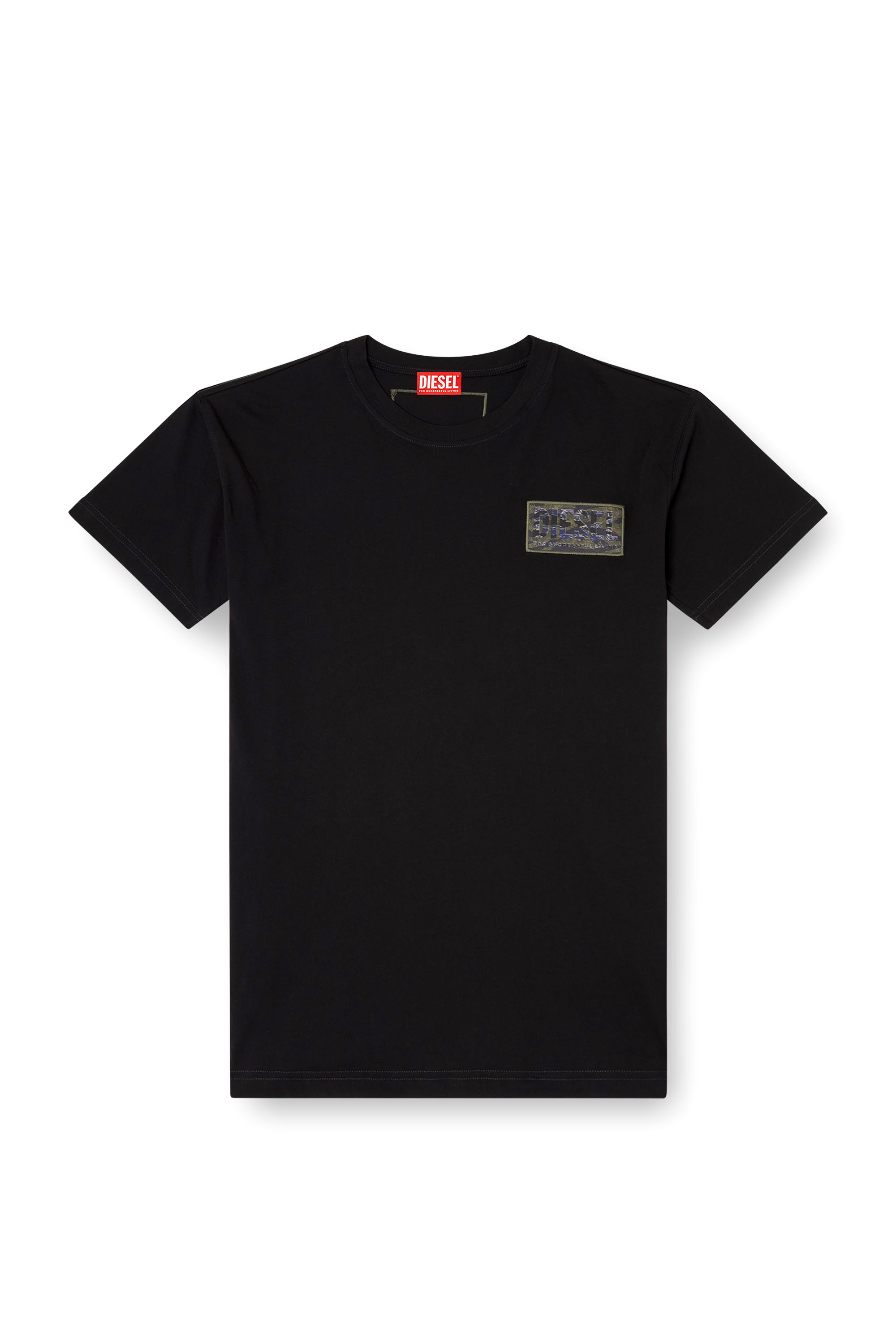 Diesel - T-NORM-T3, Herren T-Shirt mit Camo-Logo-Patch in Schwarz - 3